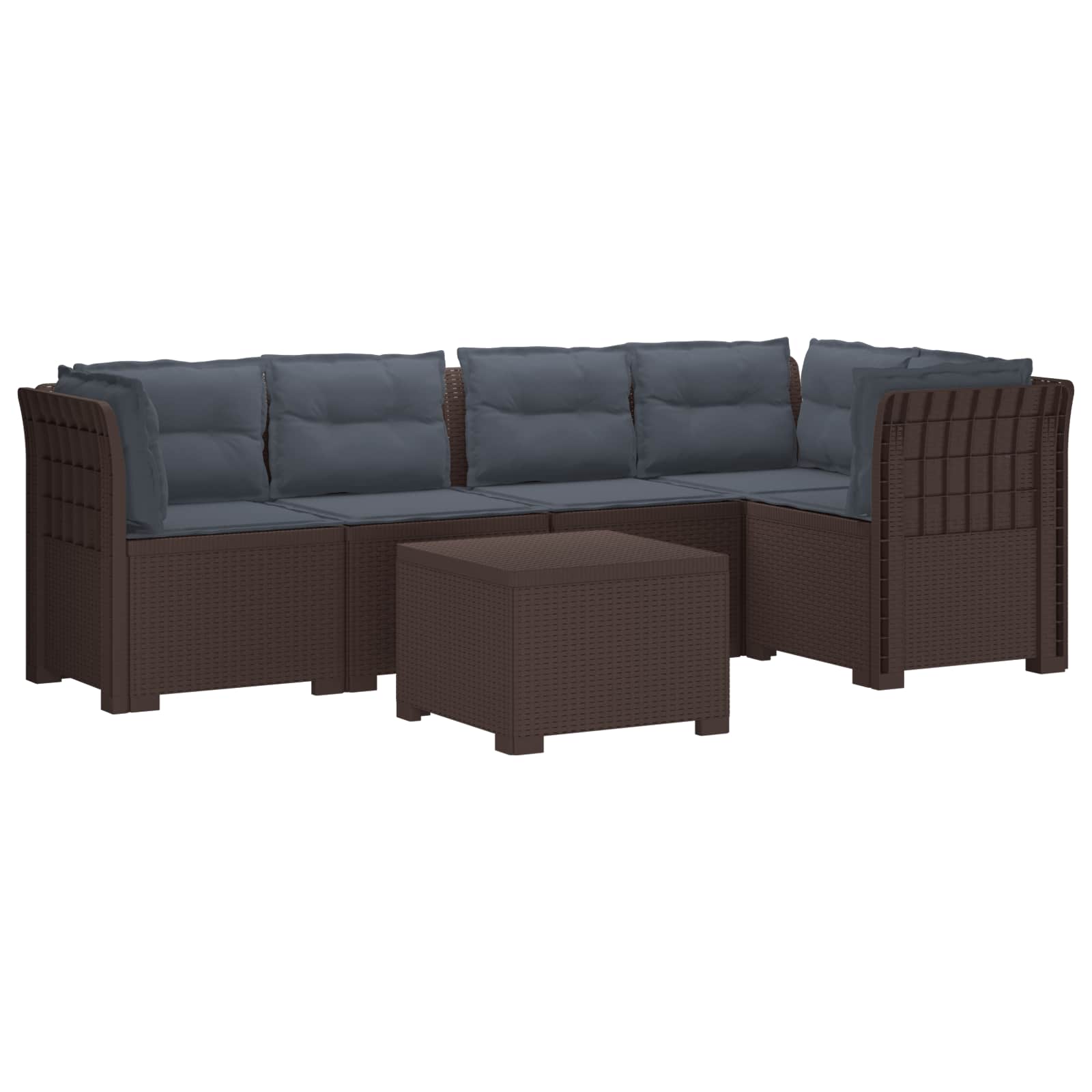 5-Zits Tuin Sofa met Kussens Rattan Look PP Bruin is nu te koop bij PeponiXL, paradijselijk wonen!