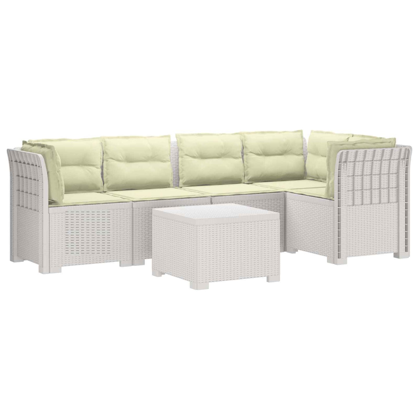 5-Zits Tuin Sofa met Kussens Rattan Look PP Wit is nu te koop bij PeponiXL, paradijselijk wonen!