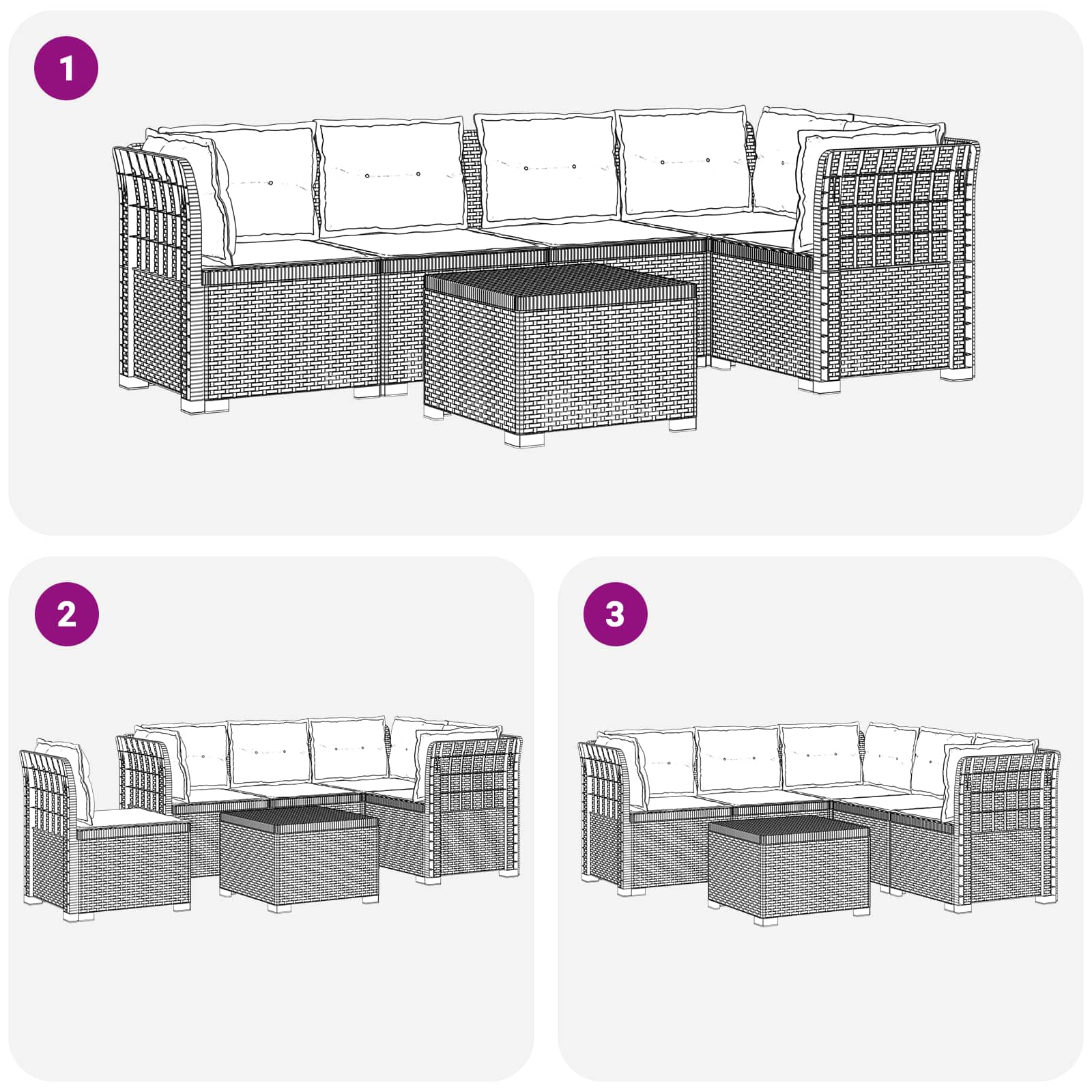 5-Zits Tuin Sofa met Kussens Rattan Look PP Wit is nu te koop bij PeponiXL, paradijselijk wonen!
