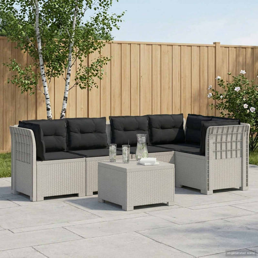 5-Zits Tuin Sofa met Kussens Rattan Look PP Wit is nu te koop bij PeponiXL, paradijselijk wonen!