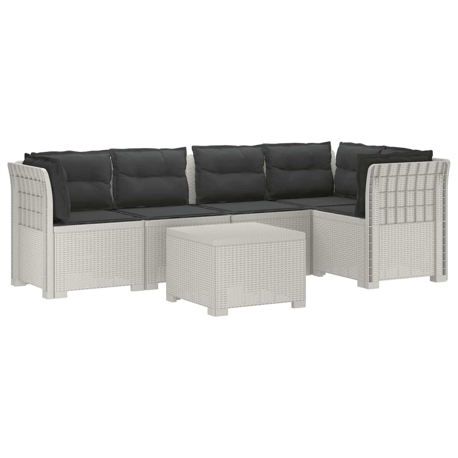 5-Zits Tuin Sofa met Kussens Rattan Look PP Wit is nu te koop bij PeponiXL, paradijselijk wonen!