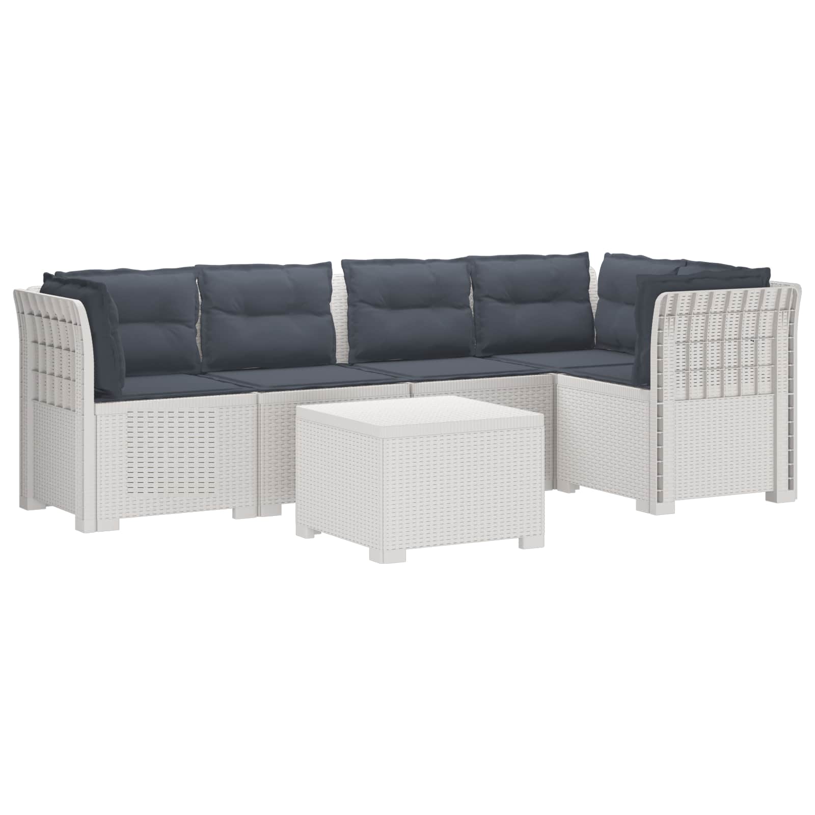 5-Zits Tuin Sofa met Kussens Rattan Look PP Wit is nu te koop bij PeponiXL, paradijselijk wonen!