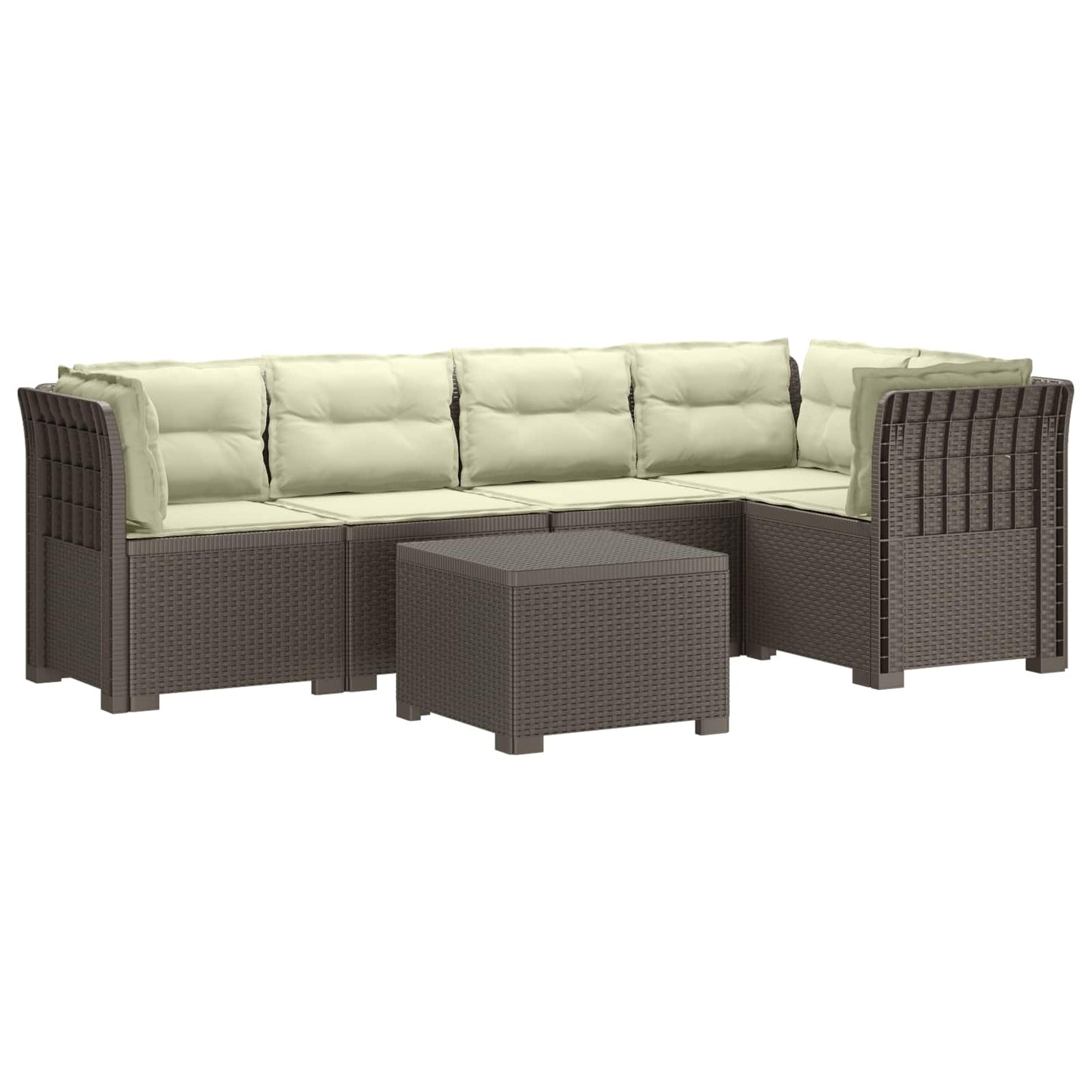 5-Zits Tuin Sofa met Kussens Rattan Look PP Lichtgrijs is nu te koop bij PeponiXL, paradijselijk wonen!