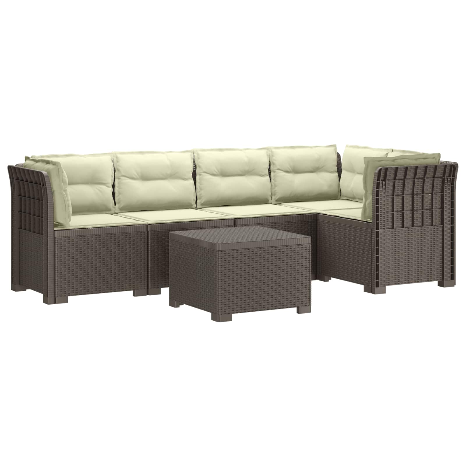 5-Zits Tuin Sofa met Kussens Rattan Look PP Lichtgrijs is nu te koop bij PeponiXL, paradijselijk wonen!