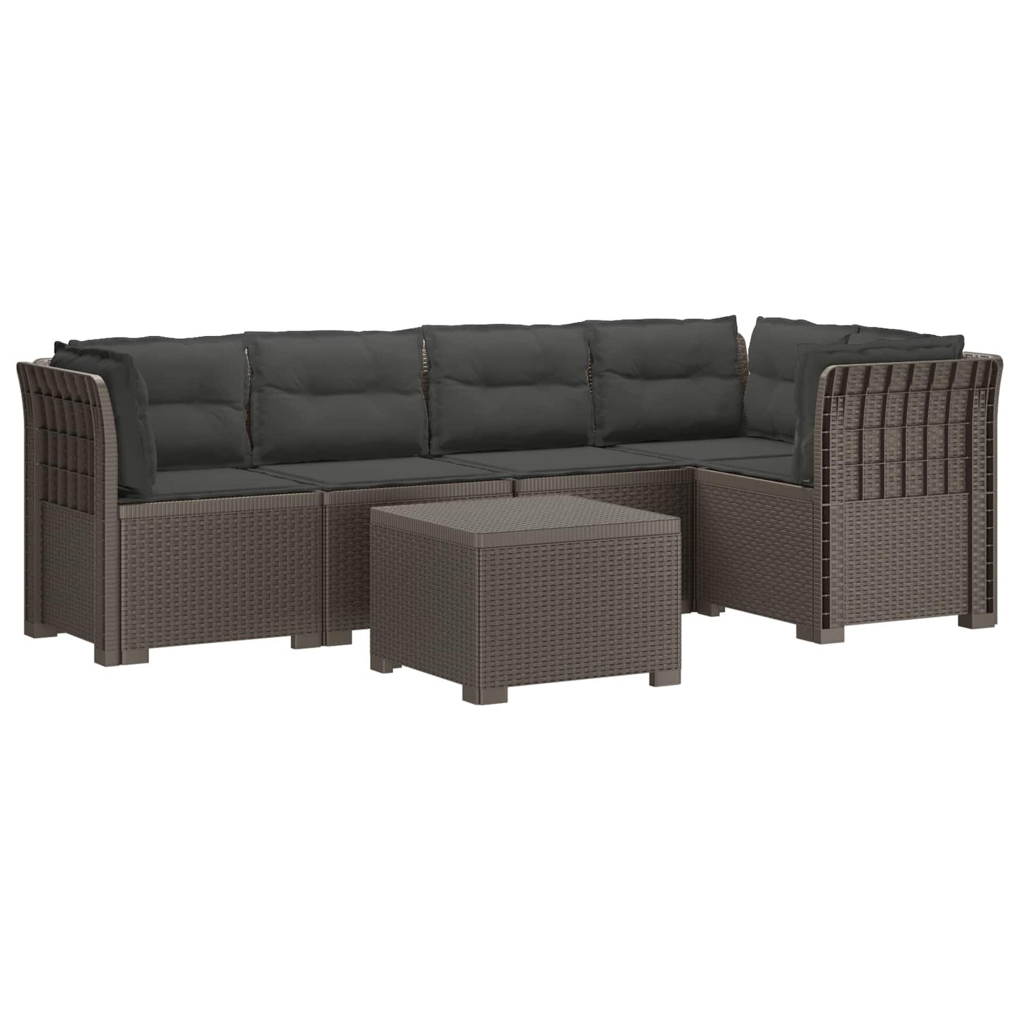5-Zits Tuin Sofa met Kussens Rattan Look PP Lichtgrijs is nu te koop bij PeponiXL, paradijselijk wonen!