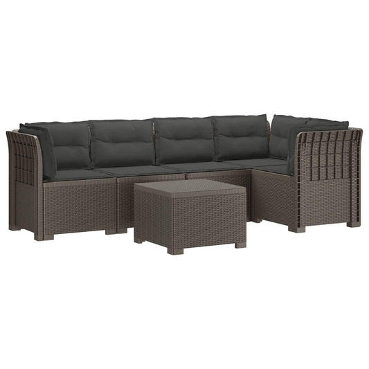 5-Zits Tuin Sofa met Kussens Rattan Look PP Lichtgrijs is nu te koop bij PeponiXL, paradijselijk wonen!