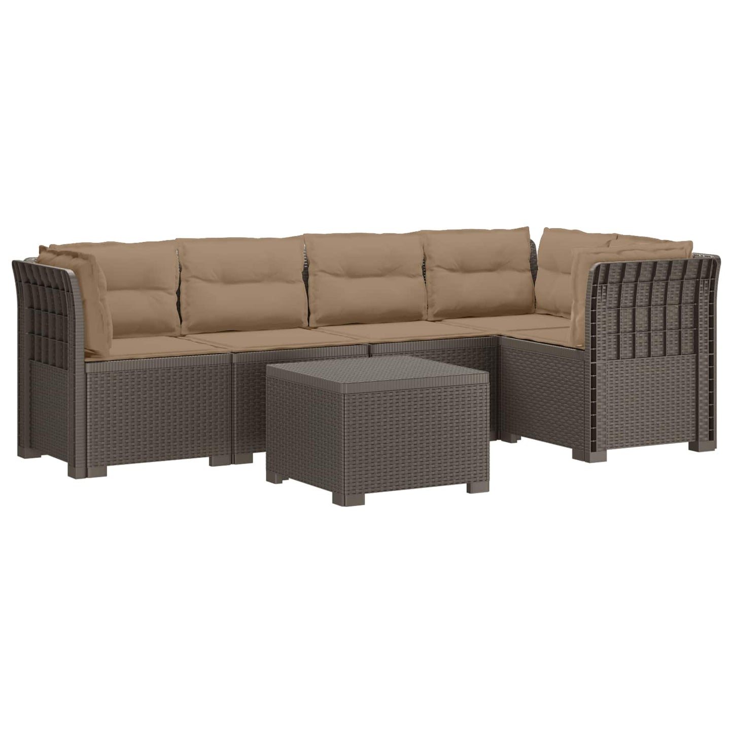 5-Zits Tuin Sofa met Kussens Rattan Look PP Lichtgrijs is nu te koop bij PeponiXL, paradijselijk wonen!