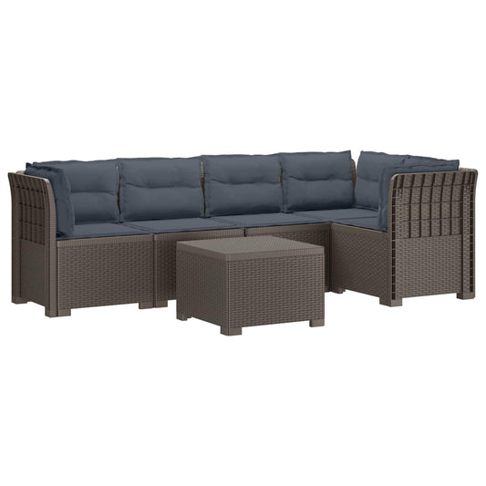 5-Zits Tuin Sofa met Kussens Rattan Look PP Lichtgrijs is nu te koop bij PeponiXL, paradijselijk wonen!