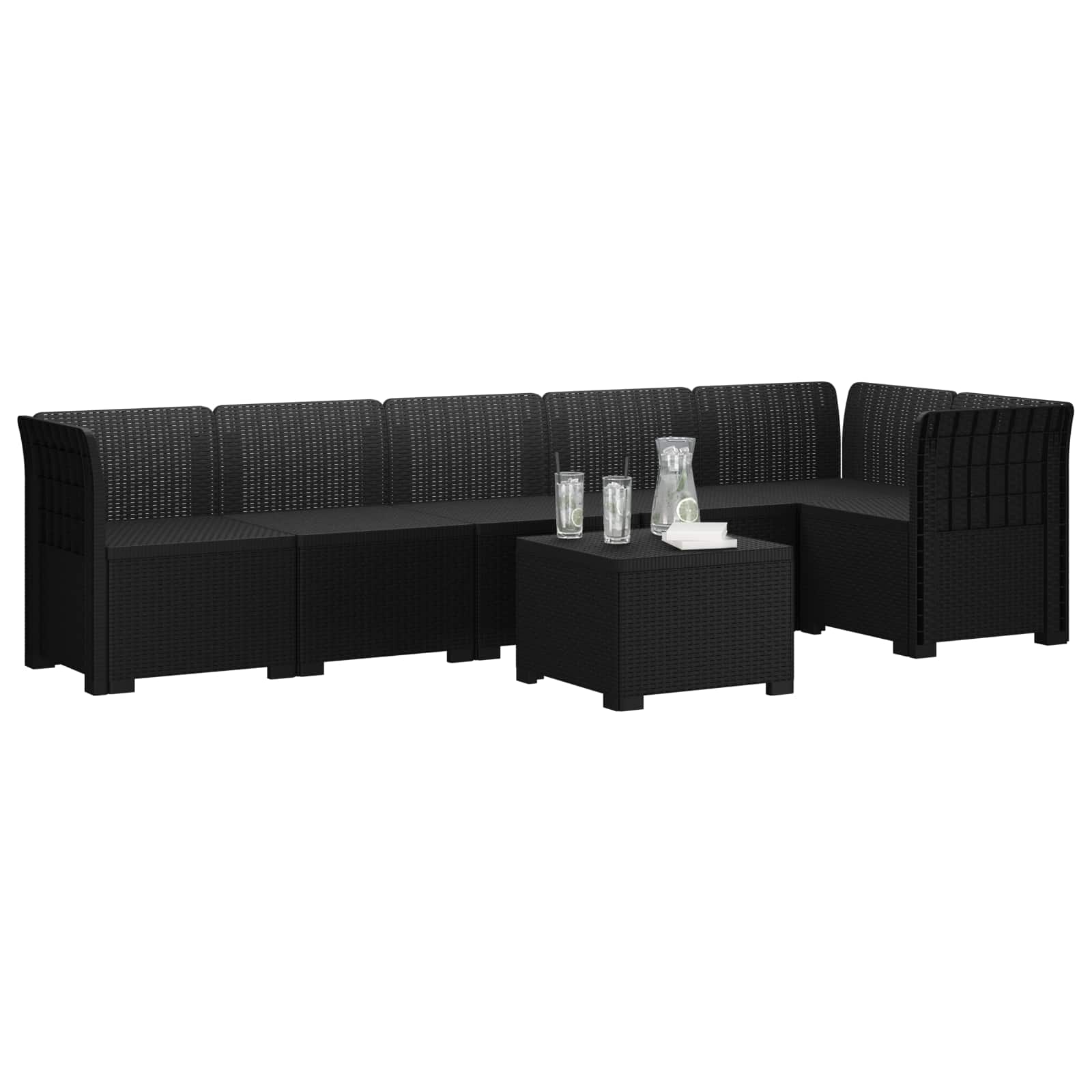 6-Zits Tuin Sofa Rattan Look PP Antraciet is nu te koop bij PeponiXL, paradijselijk wonen!