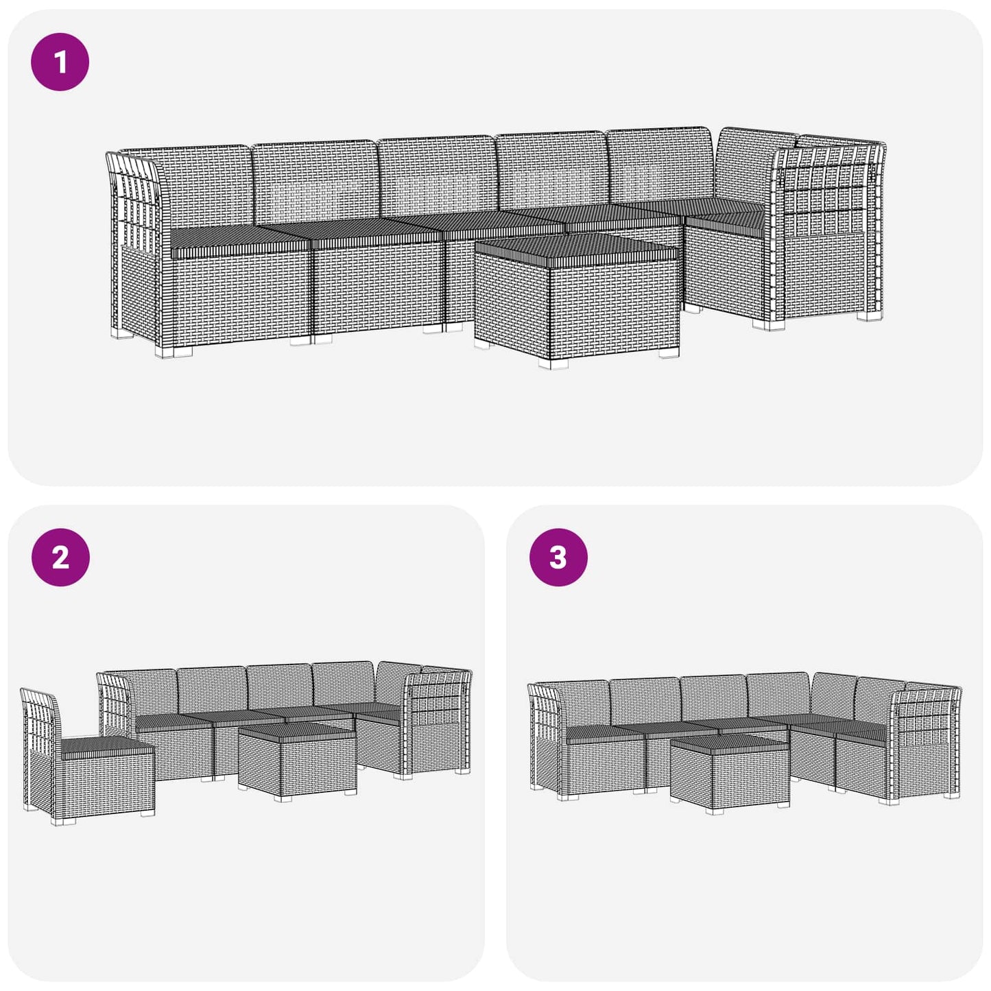 6-Zits Tuin Sofa Rattan Look PP Bruin is nu te koop bij PeponiXL, paradijselijk wonen!