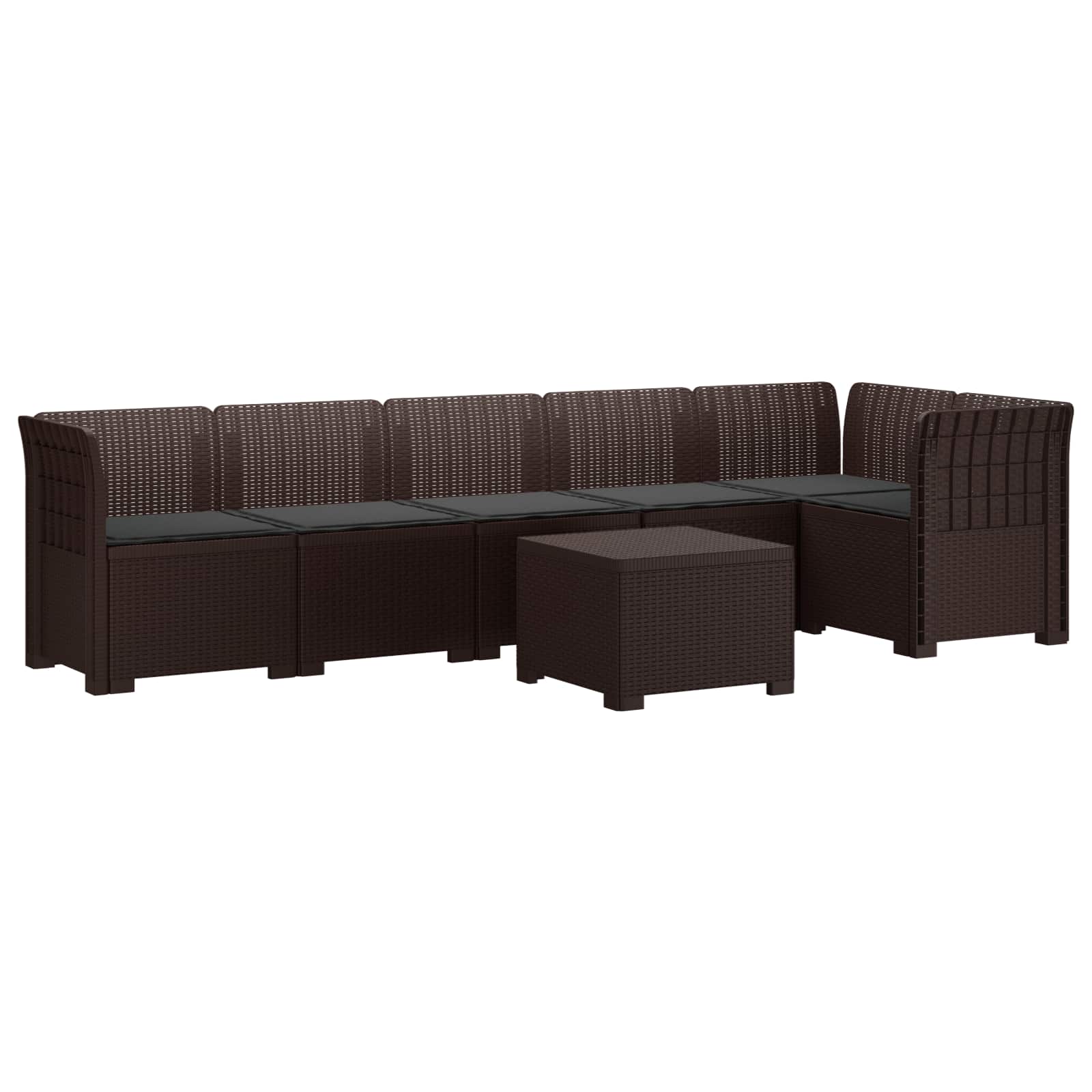6-Zits Tuin Sofa met Kussens Rattan Look PP Bruin is nu te koop bij PeponiXL, paradijselijk wonen!