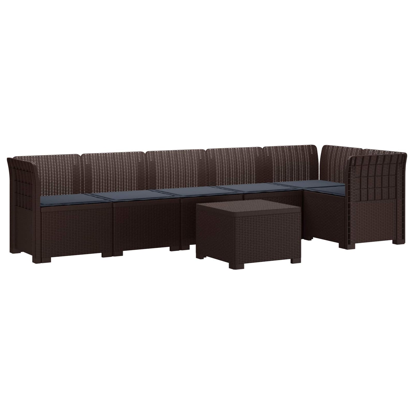 6-Zits Tuin Sofa met Kussens Rattan Look PP Bruin is nu te koop bij PeponiXL, paradijselijk wonen!