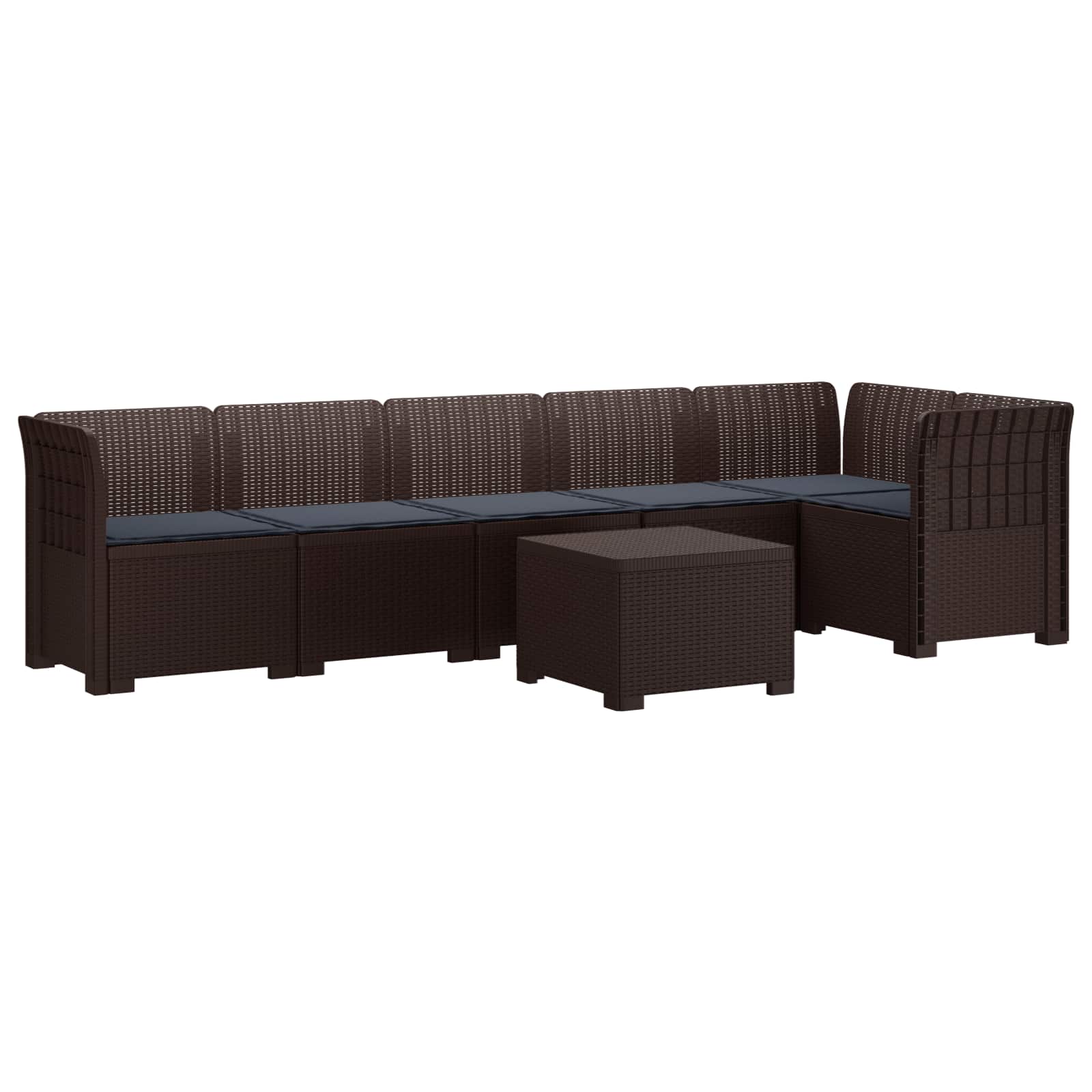 6-Zits Tuin Sofa met Kussens Rattan Look PP Bruin is nu te koop bij PeponiXL, paradijselijk wonen!