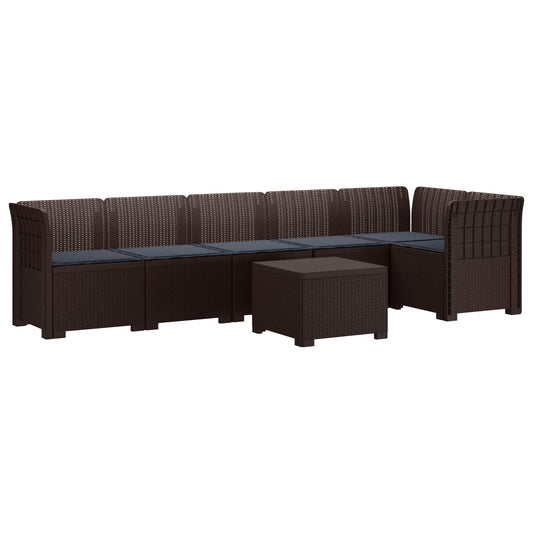 6-Zits Tuin Sofa met Kussens Rattan Look PP Bruin is nu te koop bij PeponiXL, paradijselijk wonen!