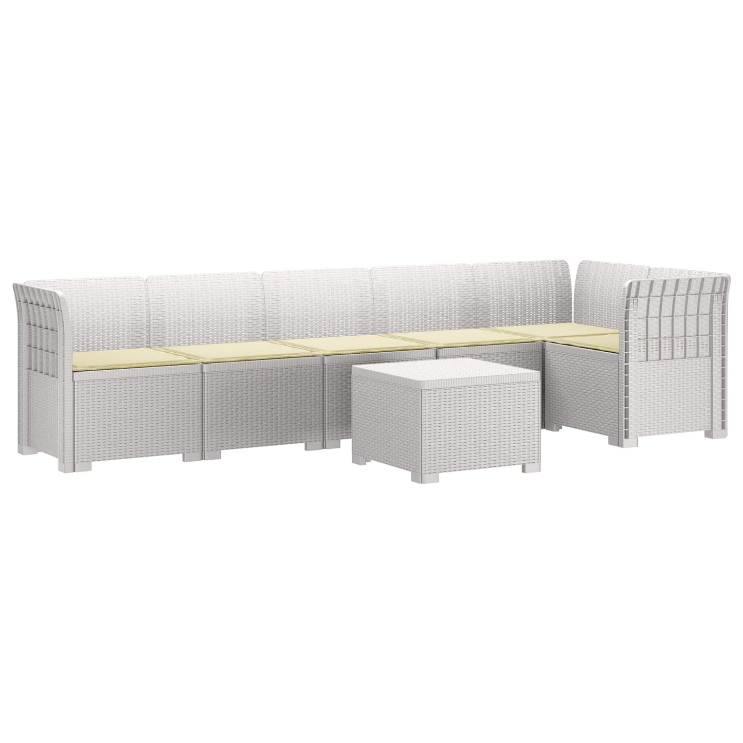6-Zits Tuin Sofa met Kussens Rattan Look PP Wit is nu te koop bij PeponiXL, paradijselijk wonen!