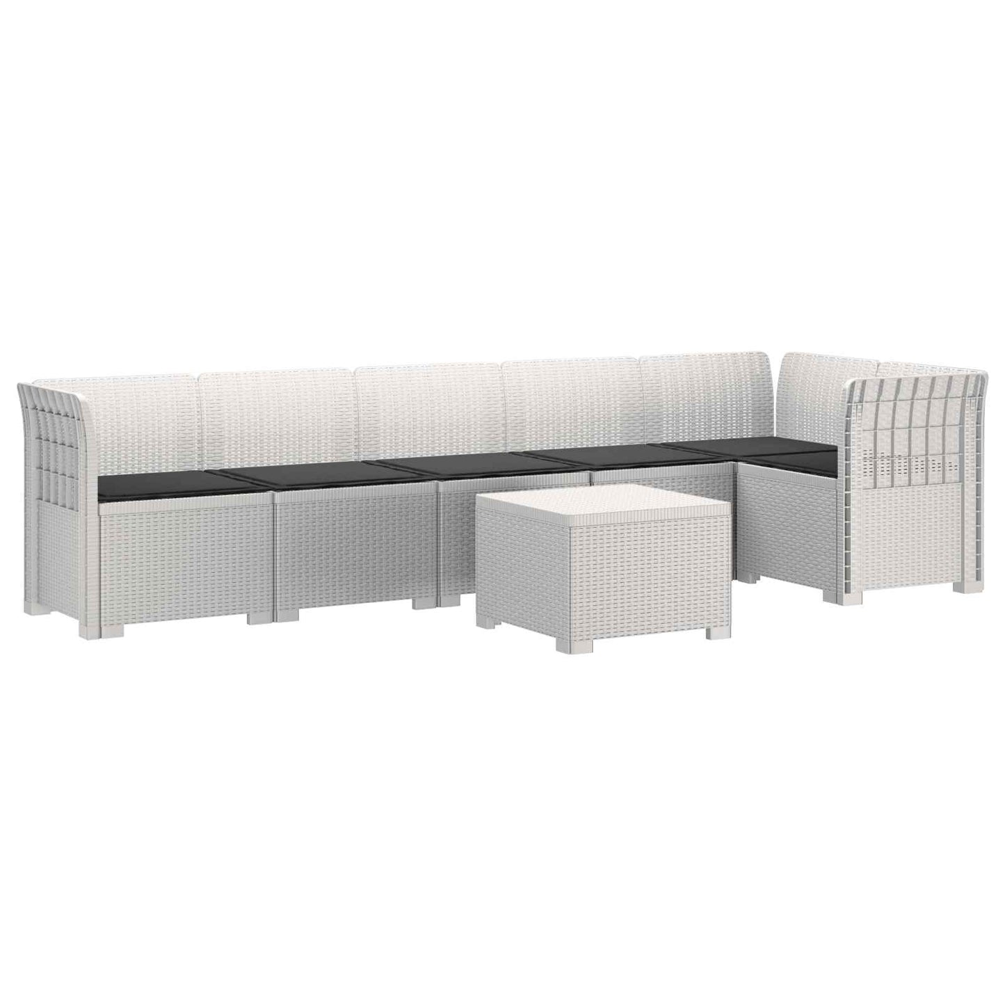 6-Zits Tuin Sofa met Kussens Rattan Look PP Wit is nu te koop bij PeponiXL, paradijselijk wonen!