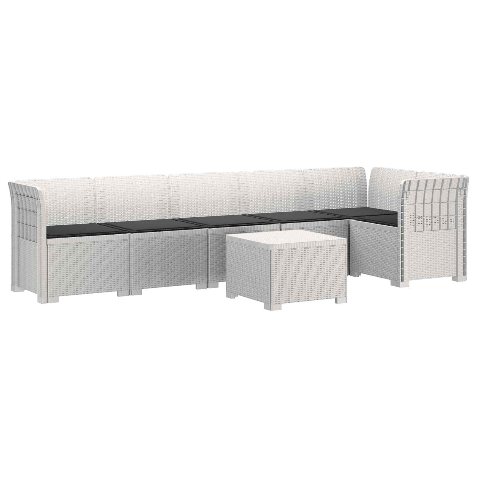 6-Zits Tuin Sofa met Kussens Rattan Look PP Wit is nu te koop bij PeponiXL, paradijselijk wonen!