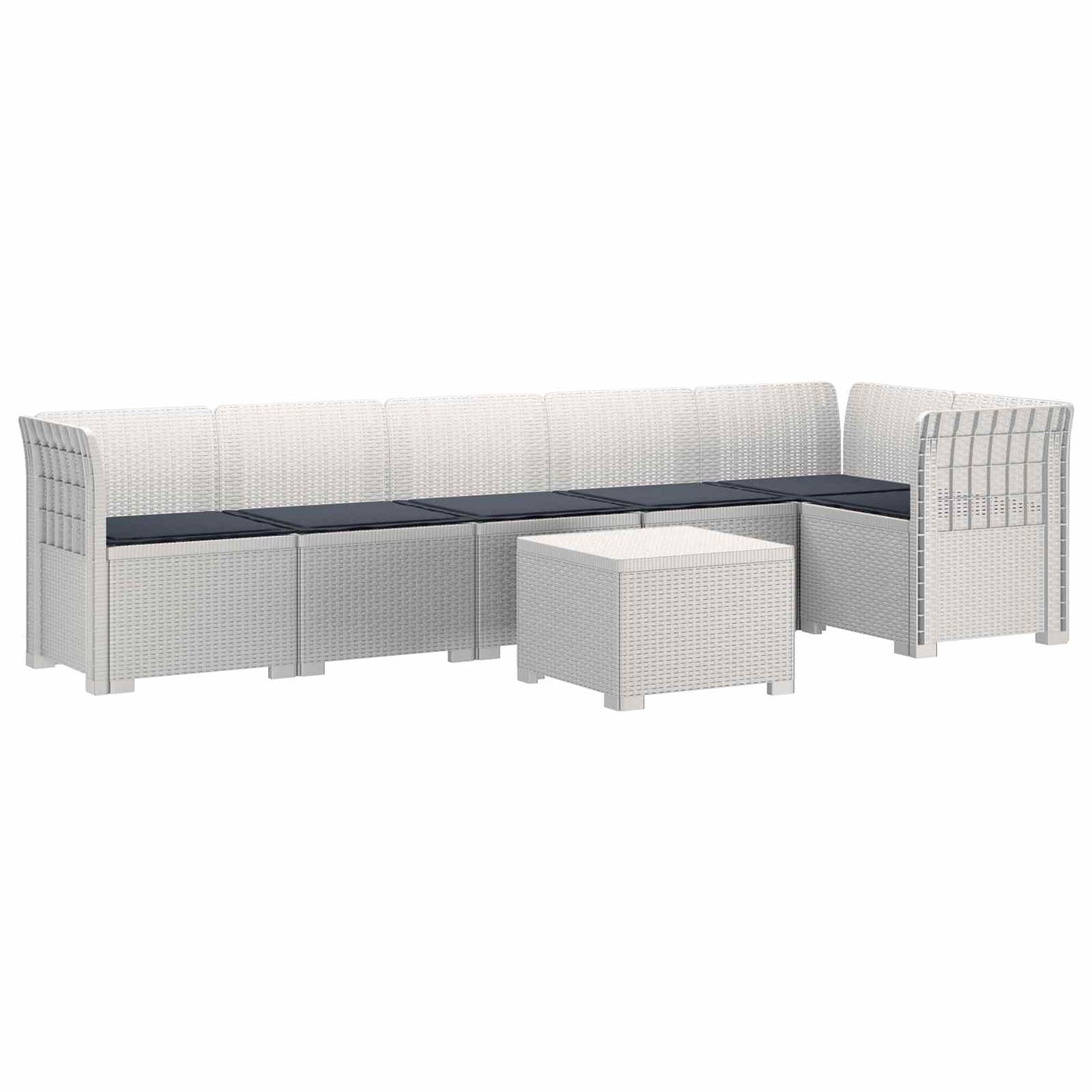 6-Zits Tuin Sofa met Kussens Rattan Look PP Wit is nu te koop bij PeponiXL, paradijselijk wonen!