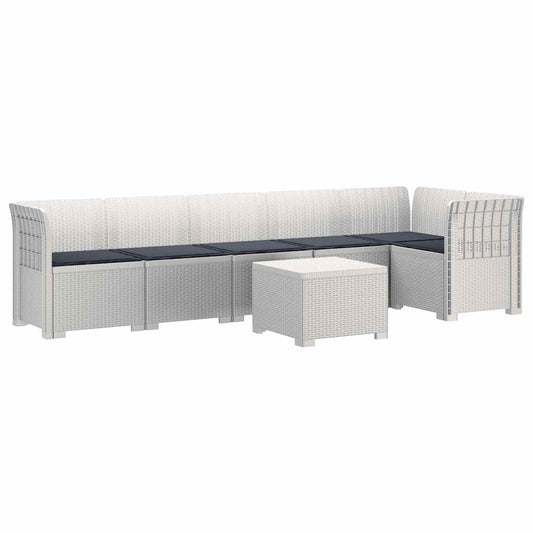 6-Zits Tuin Sofa met Kussens Rattan Look PP Wit is nu te koop bij PeponiXL, paradijselijk wonen!