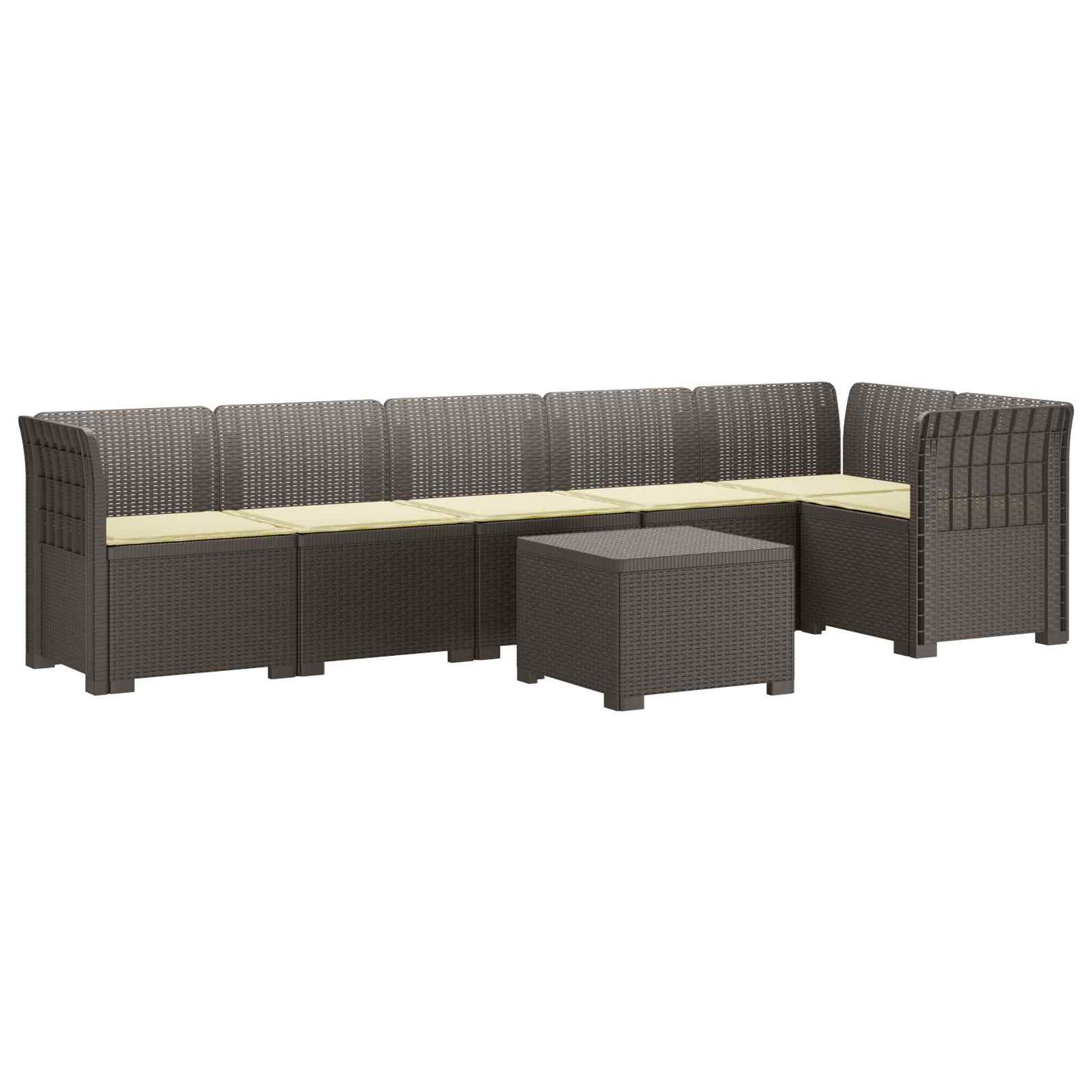 6-Zits Tuin Sofa met Kussens Rattan Look PP Lichtgrijs is nu te koop bij PeponiXL, paradijselijk wonen!