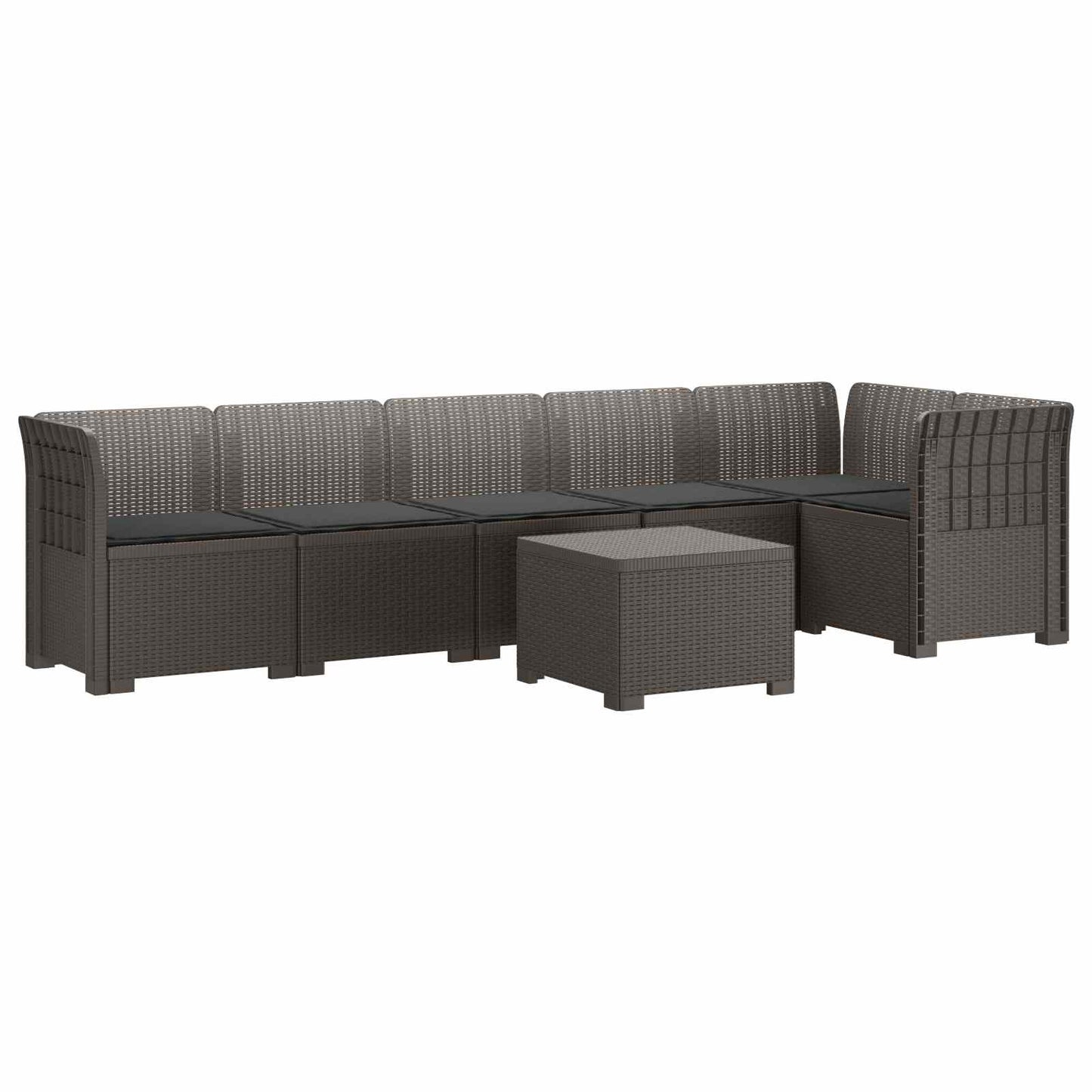 6-Zits Tuin Sofa met Kussens Rattan Look PP Lichtgrijs is nu te koop bij PeponiXL, paradijselijk wonen!