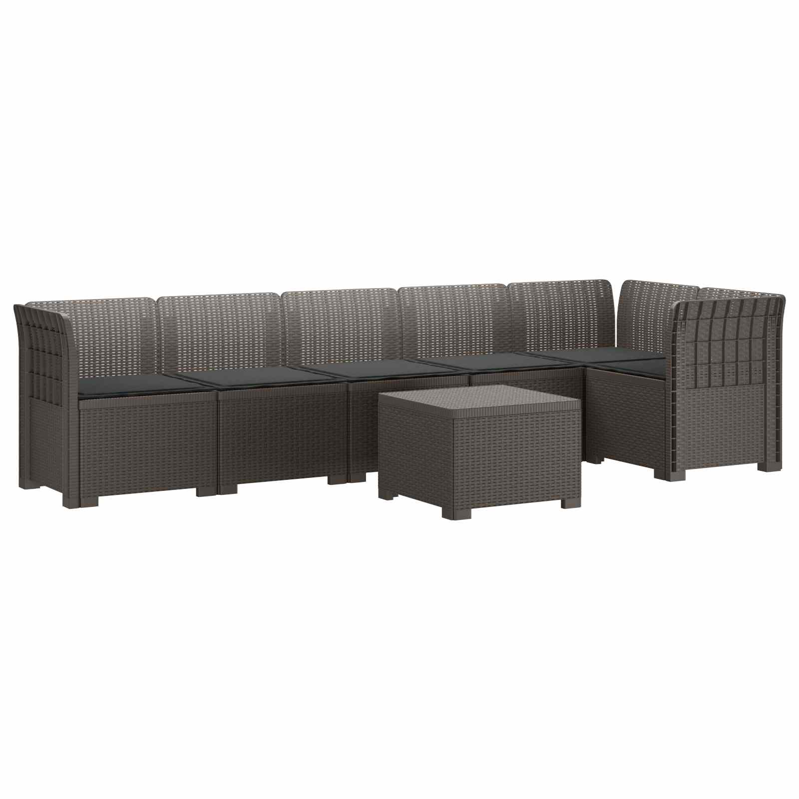 6-Zits Tuin Sofa met Kussens Rattan Look PP Lichtgrijs is nu te koop bij PeponiXL, paradijselijk wonen!
