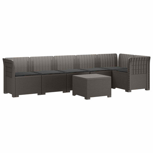 6-Zits Tuin Sofa met Kussens Rattan Look PP Lichtgrijs is nu te koop bij PeponiXL, paradijselijk wonen!