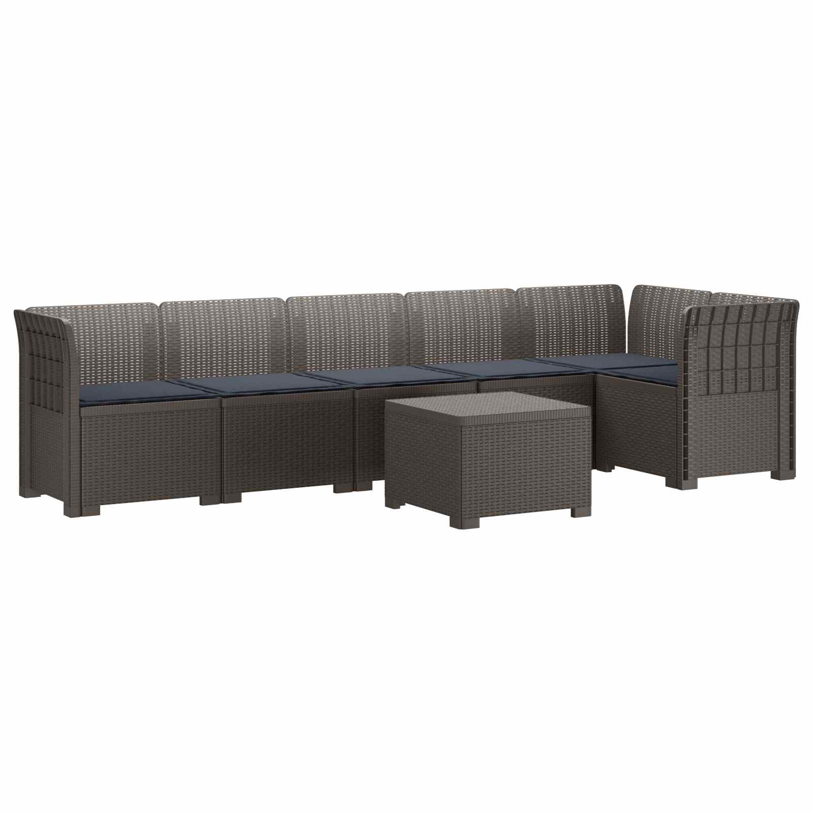 6-Zits Tuin Sofa met Kussens Rattan Look PP Lichtgrijs is nu te koop bij PeponiXL, paradijselijk wonen!