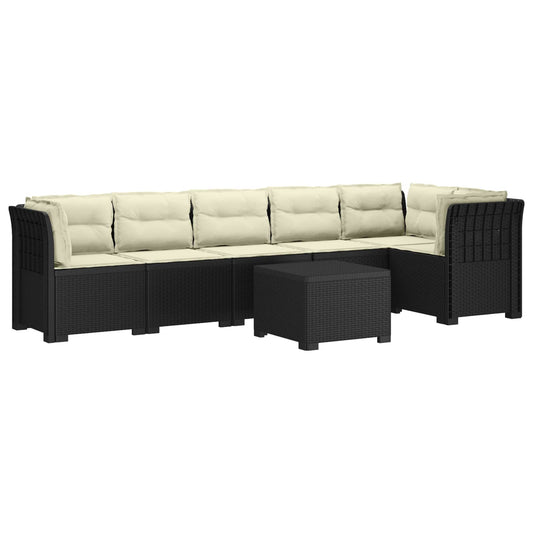 6-Zits Tuin Sofa met Kussens Rattan Look PP Antraciet is nu te koop bij PeponiXL, paradijselijk wonen!