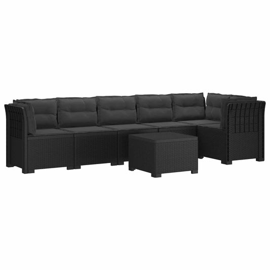 6-Zits Tuin Sofa met Kussens Rattan Look PP Antraciet is nu te koop bij PeponiXL, paradijselijk wonen!