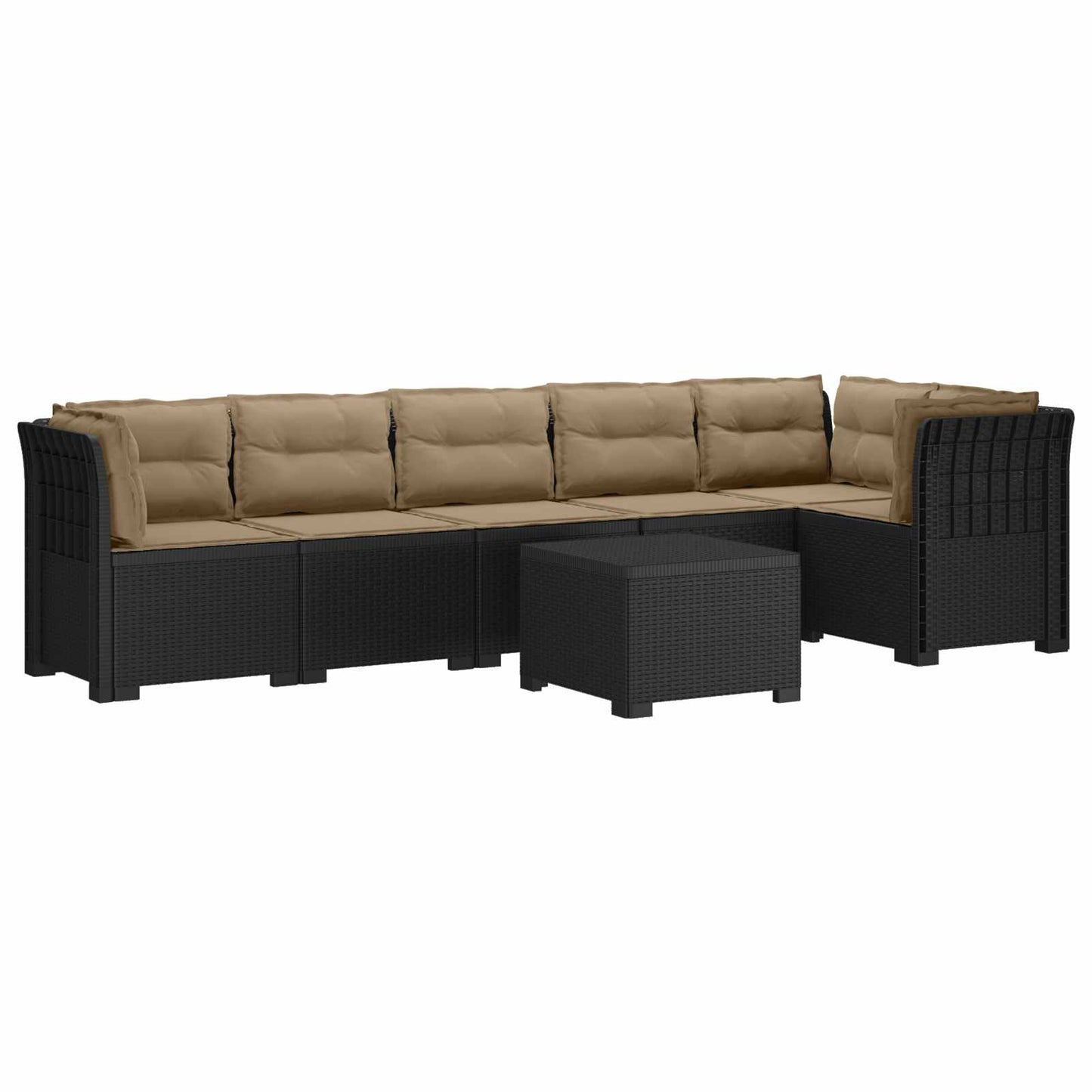 6-Zits Tuin Sofa met Kussens Rattan Look PP Antraciet is nu te koop bij PeponiXL, paradijselijk wonen!