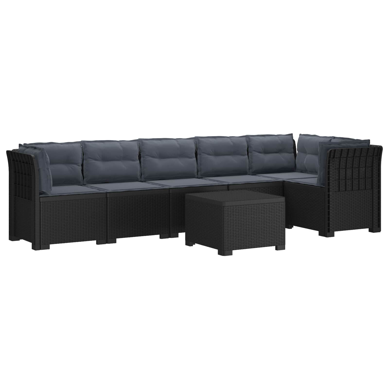 6-Zits Tuin Sofa met Kussens Rattan Look PP Antraciet is nu te koop bij PeponiXL, paradijselijk wonen!