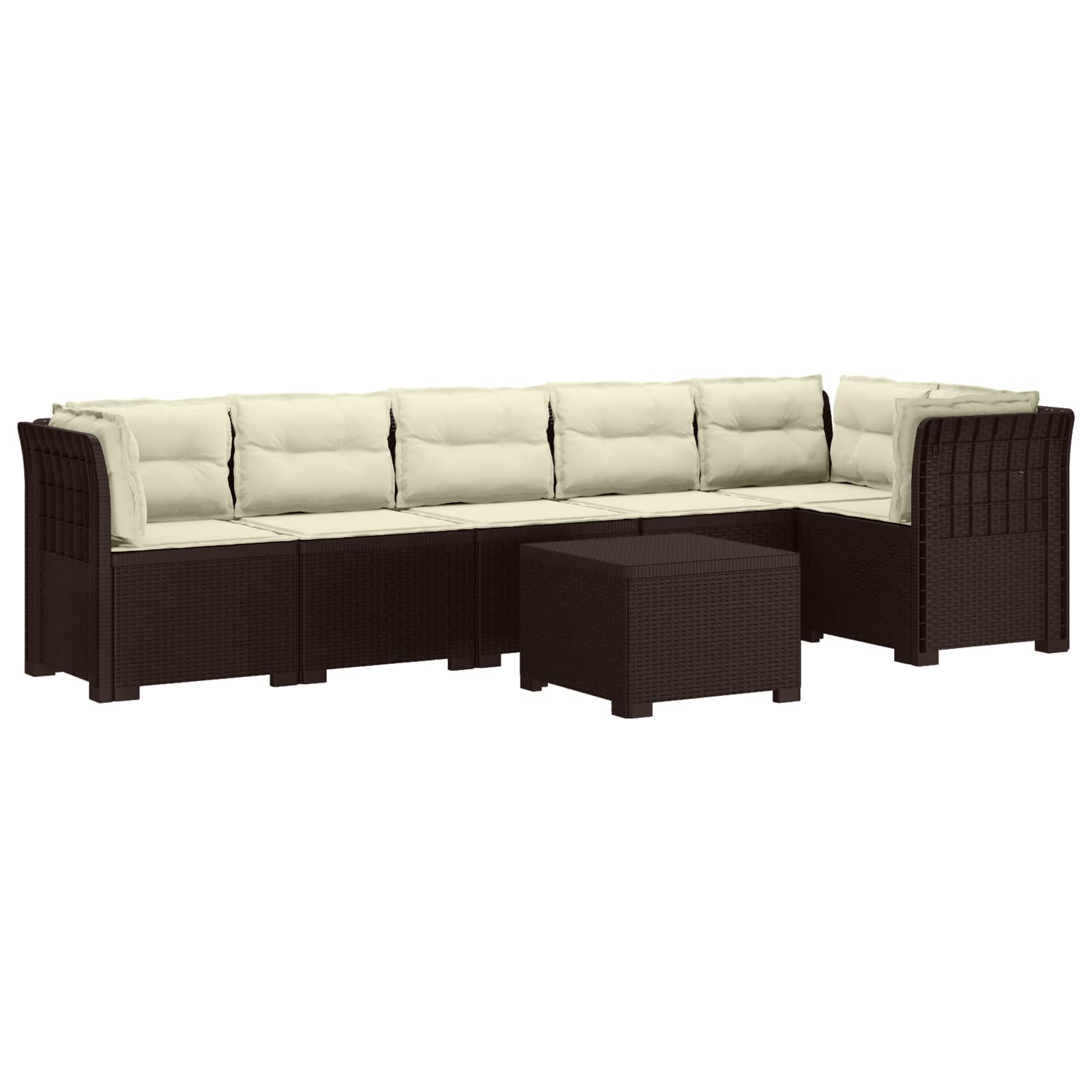 6-Zits Tuin Sofa met Kussens Rattan Look PP Bruin is nu te koop bij PeponiXL, paradijselijk wonen!