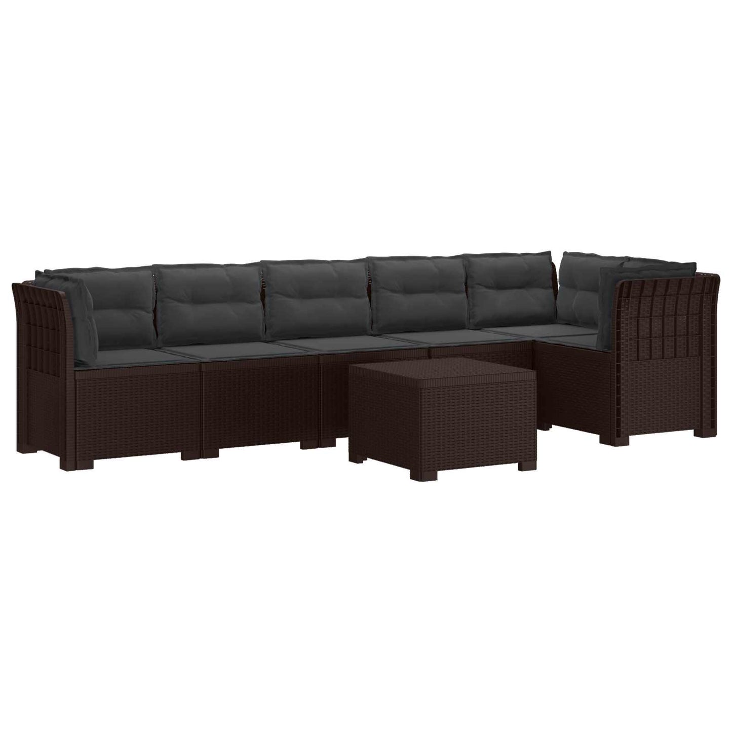 6-Zits Tuin Sofa met Kussens Rattan Look PP Bruin is nu te koop bij PeponiXL, paradijselijk wonen!