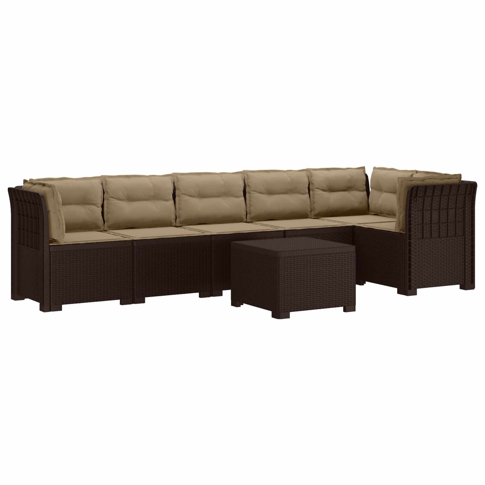 6-Zits Tuin Sofa met Kussens Rattan Look PP Bruin is nu te koop bij PeponiXL, paradijselijk wonen!