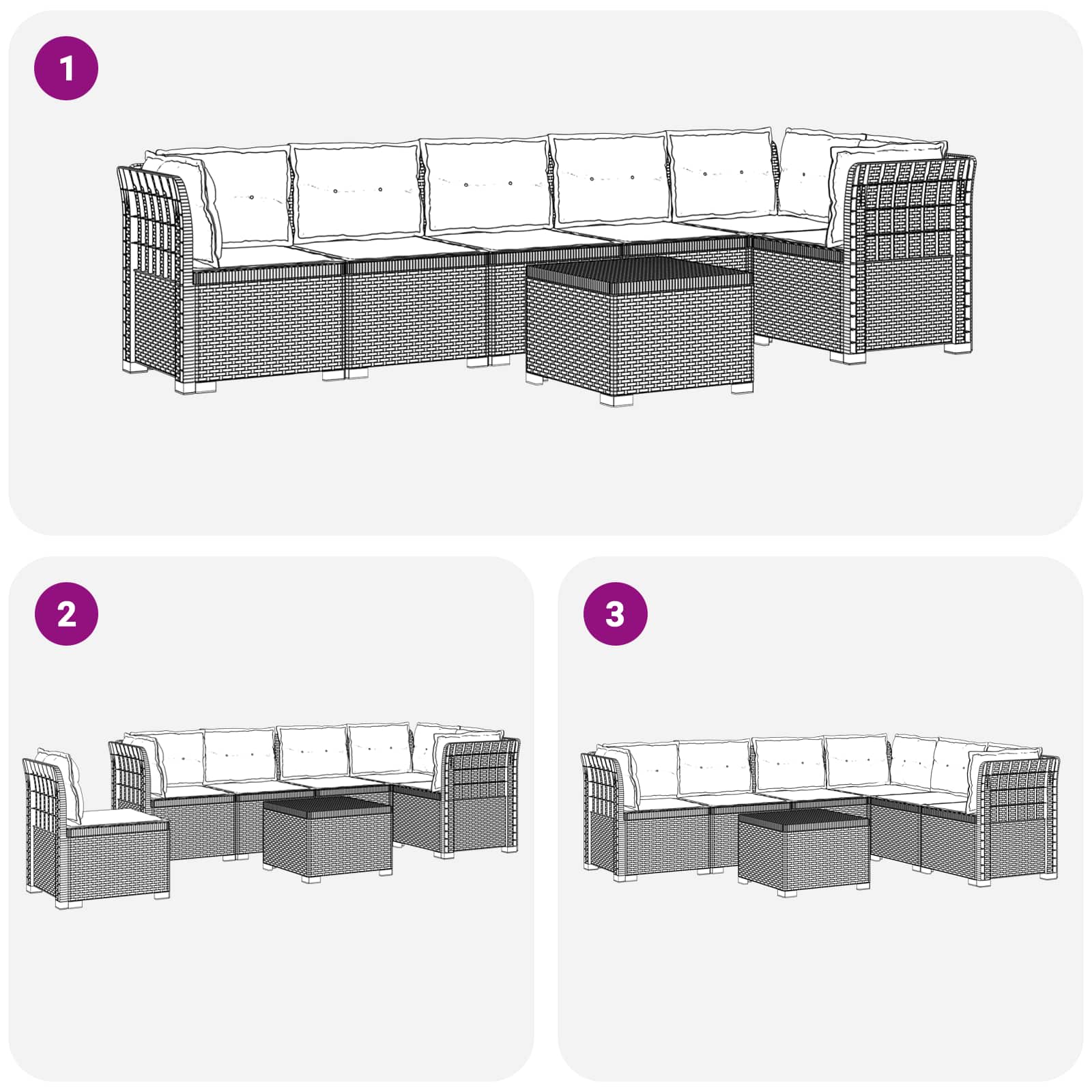 6-Zits Tuin Sofa met Kussens Rattan Look PP Bruin is nu te koop bij PeponiXL, paradijselijk wonen!