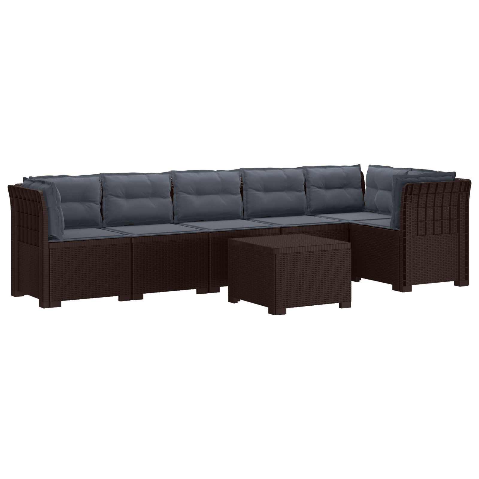 6-Zits Tuin Sofa met Kussens Rattan Look PP Bruin is nu te koop bij PeponiXL, paradijselijk wonen!