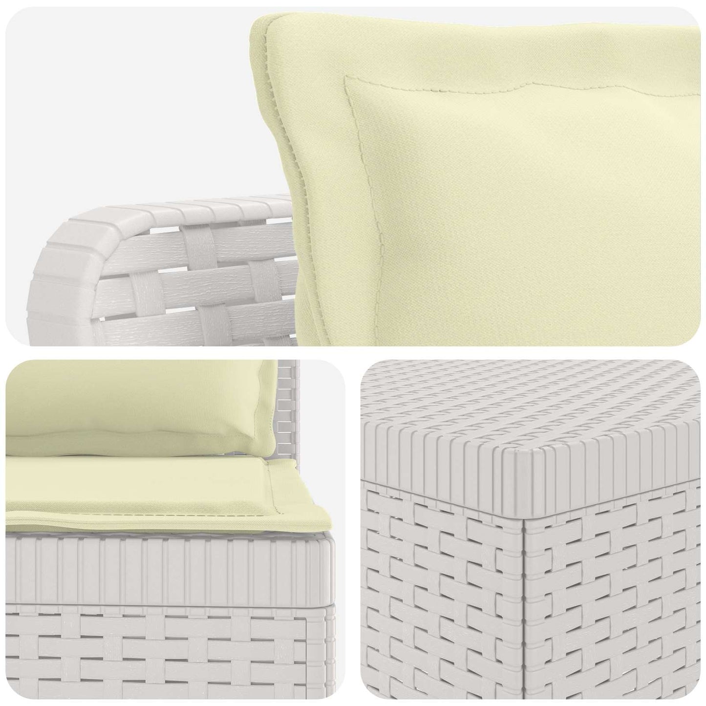 6-Zits Tuin Sofa met Kussens Rattan Look PP Wit is nu te koop bij PeponiXL, paradijselijk wonen!