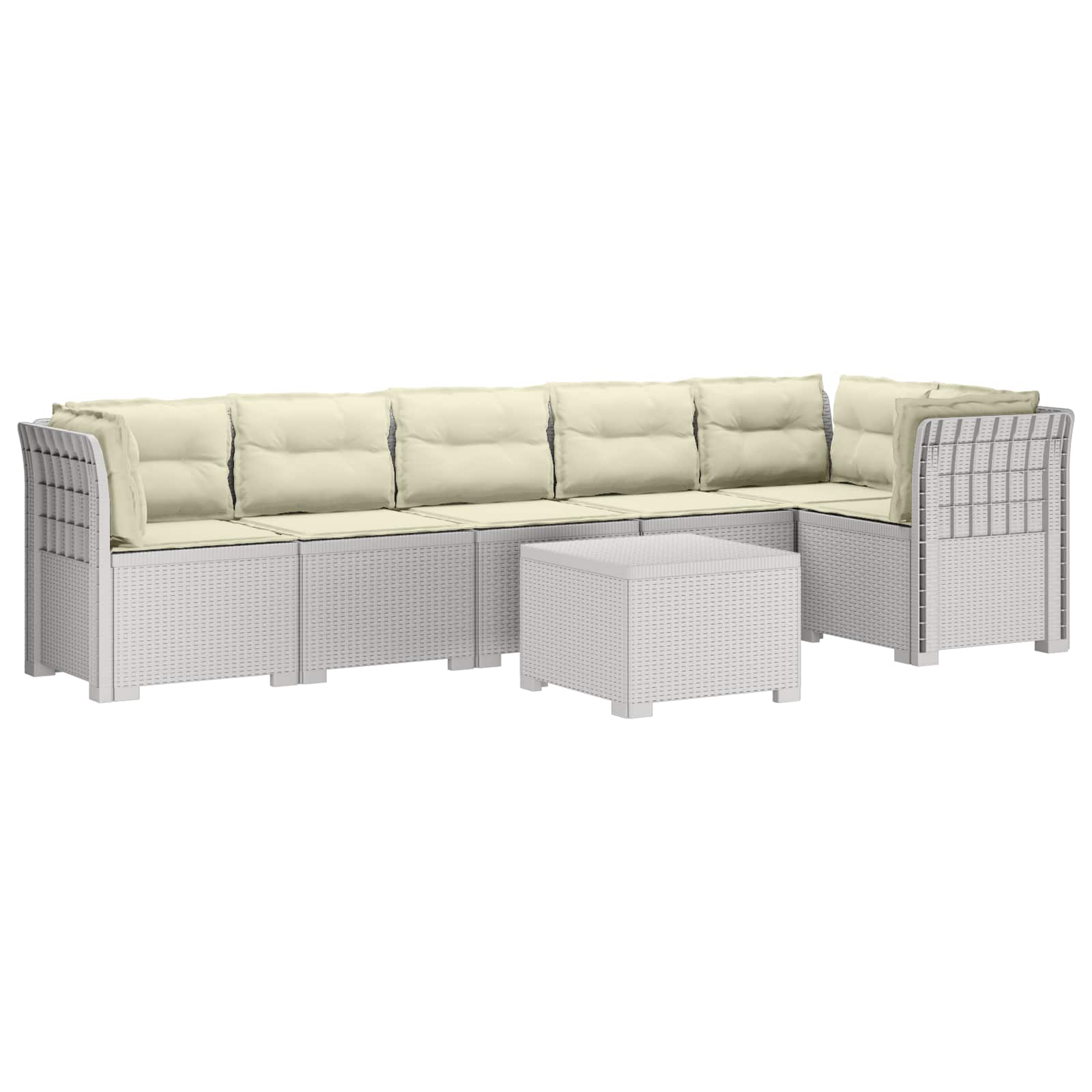 6-Zits Tuin Sofa met Kussens Rattan Look PP Wit is nu te koop bij PeponiXL, paradijselijk wonen!