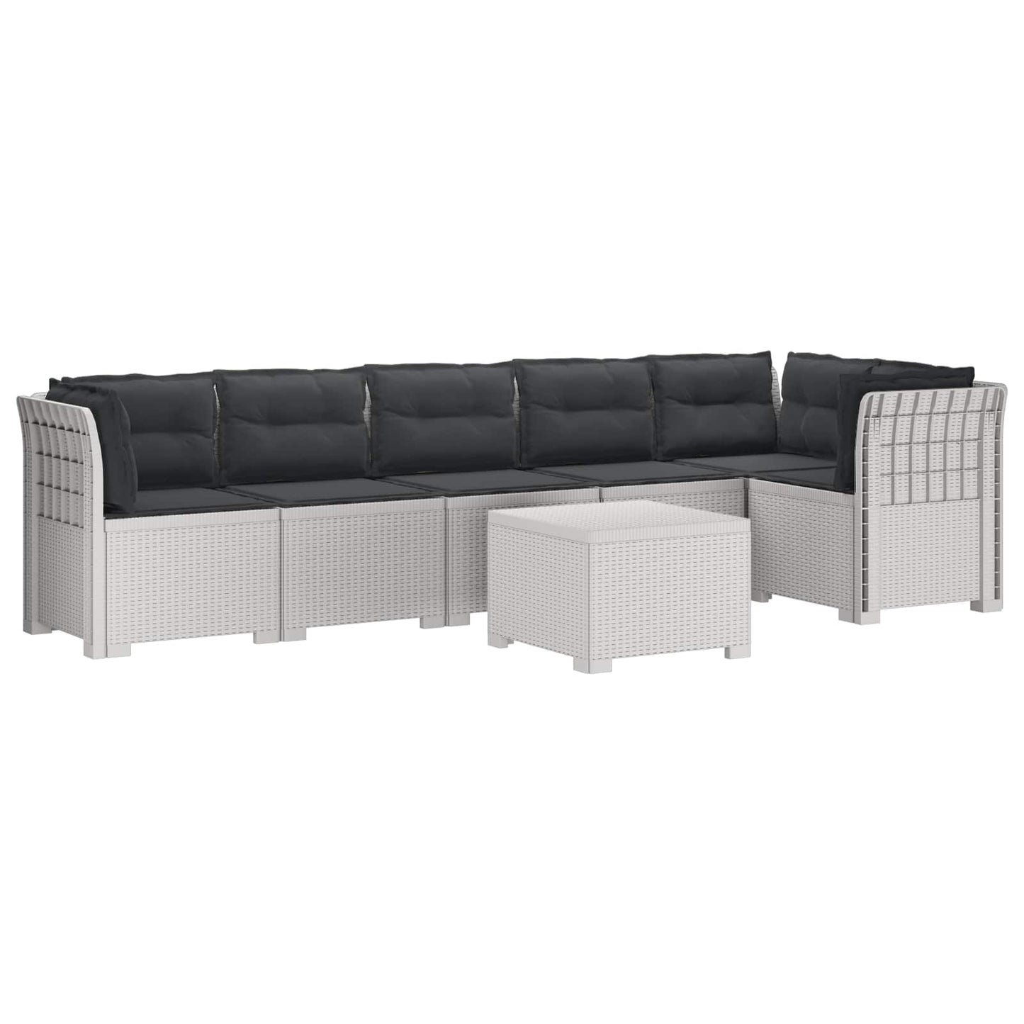 6-Zits Tuin Sofa met Kussens Rattan Look PP Wit is nu te koop bij PeponiXL, paradijselijk wonen!
