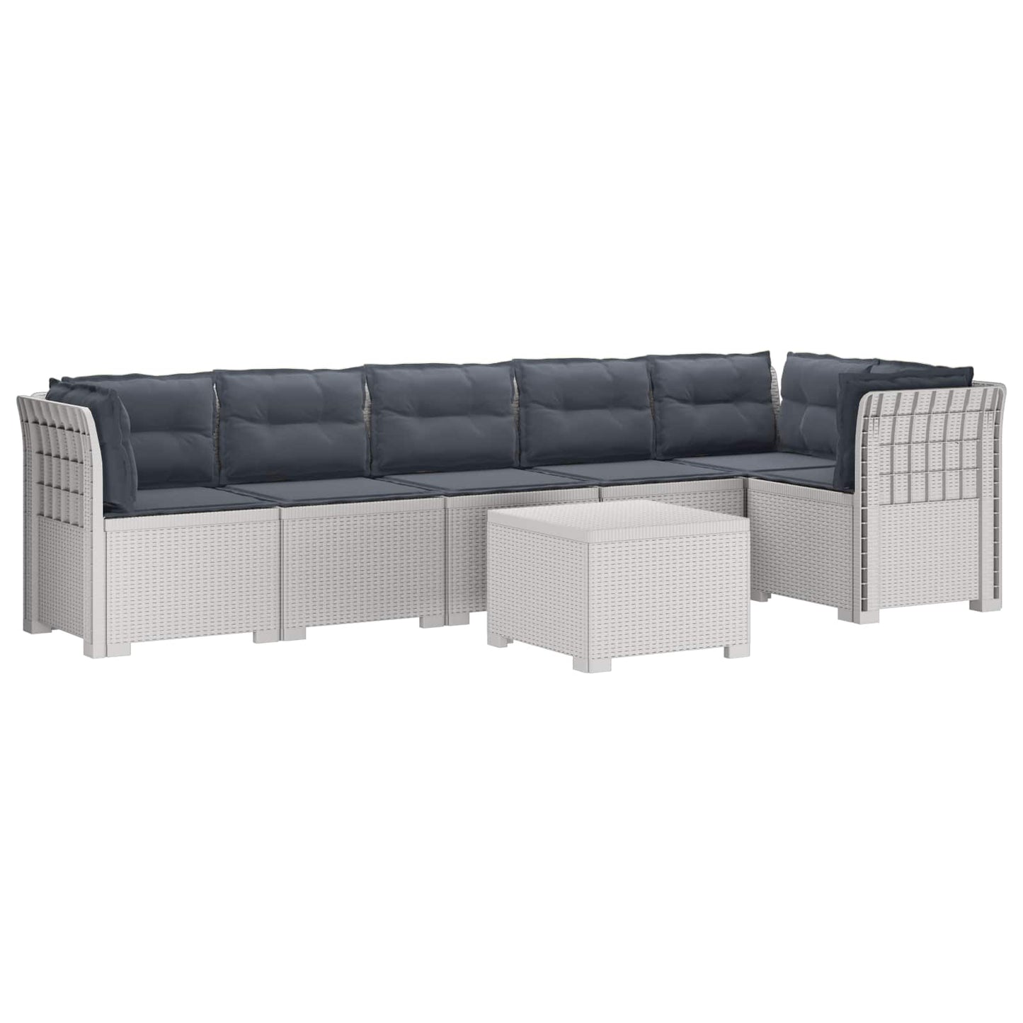 6-Zits Tuin Sofa met Kussens Rattan Look PP Wit is nu te koop bij PeponiXL, paradijselijk wonen!