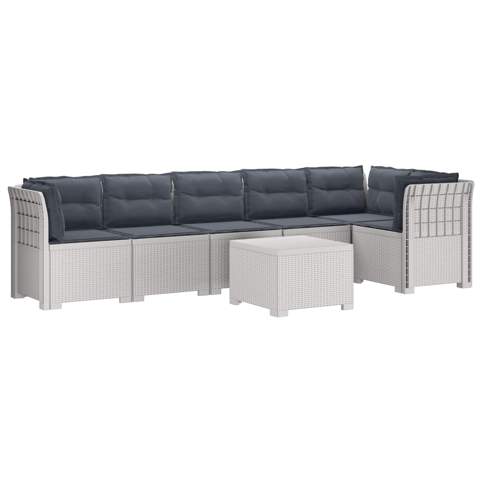 6-Zits Tuin Sofa met Kussens Rattan Look PP Wit is nu te koop bij PeponiXL, paradijselijk wonen!