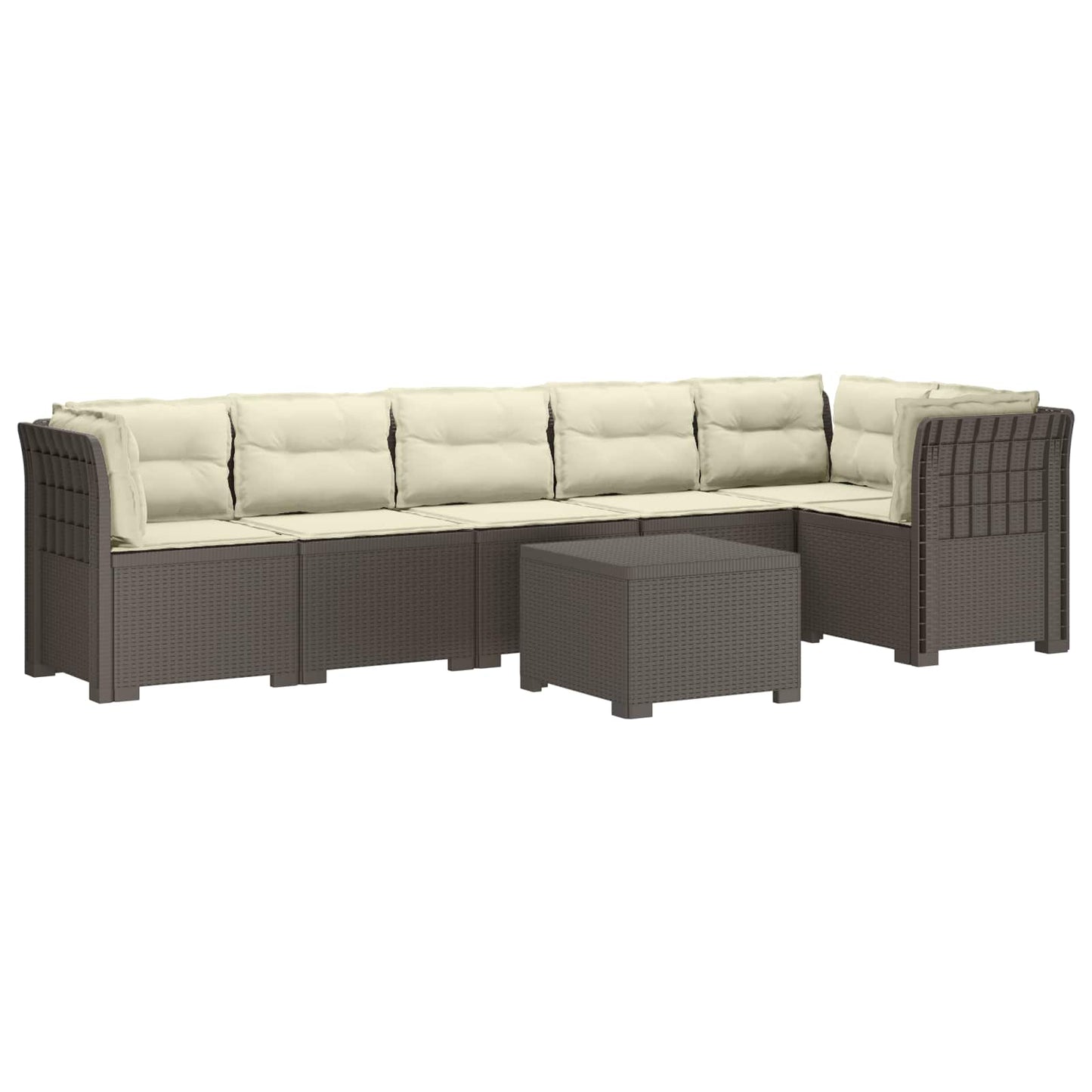 6-Zits Tuin Sofa met Kussens Rattan Look PP Lichtgrijs is nu te koop bij PeponiXL, paradijselijk wonen!