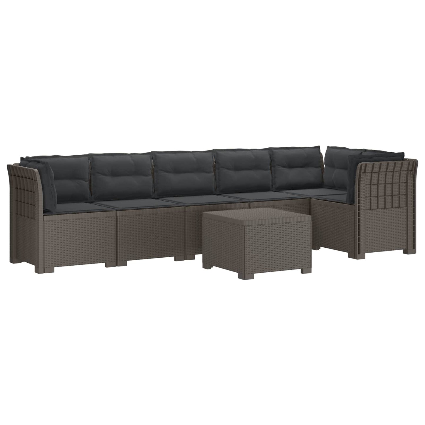 6-Zits Tuin Sofa met Kussens Rattan Look PP Lichtgrijs is nu te koop bij PeponiXL, paradijselijk wonen!