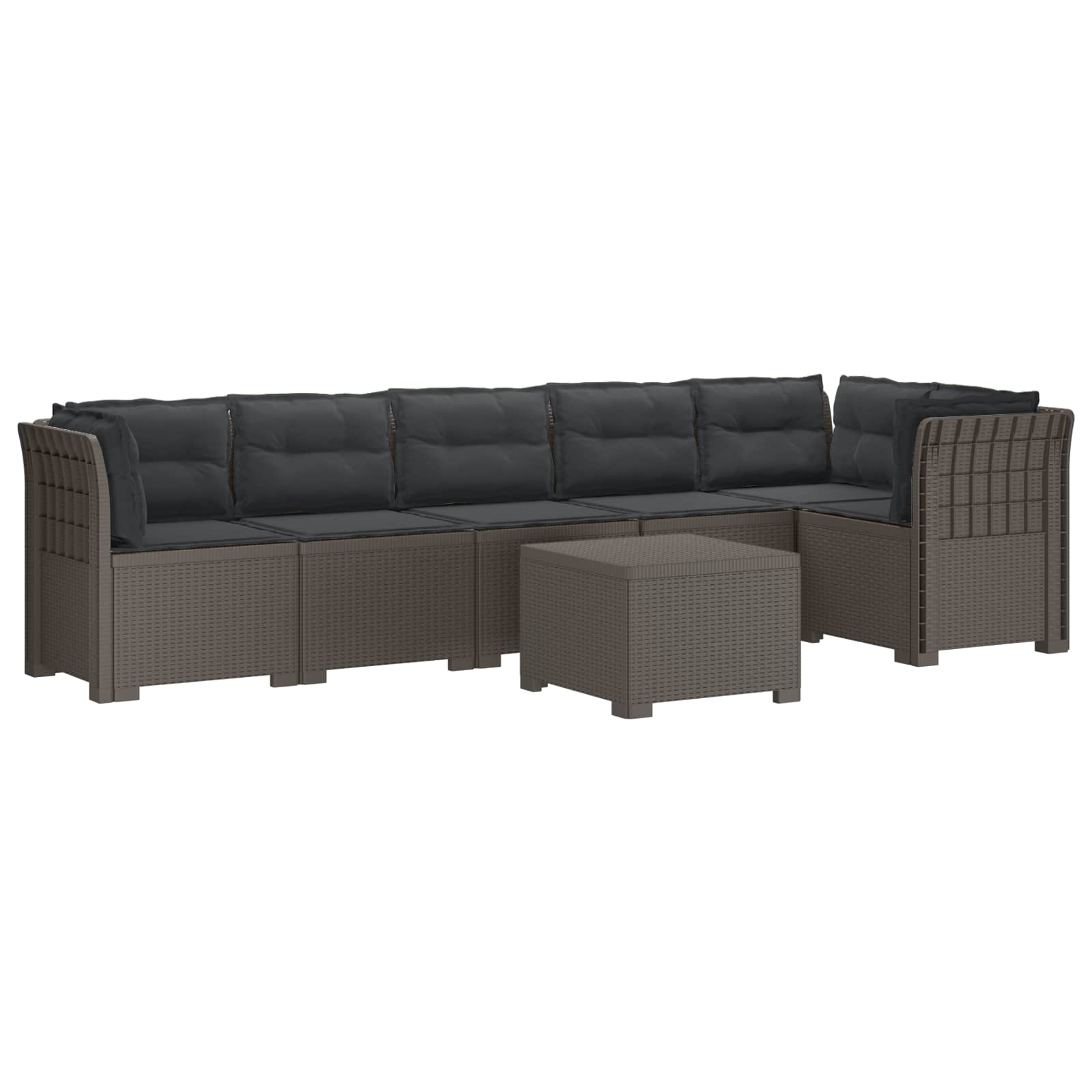 6-Zits Tuin Sofa met Kussens Rattan Look PP Lichtgrijs is nu te koop bij PeponiXL, paradijselijk wonen!