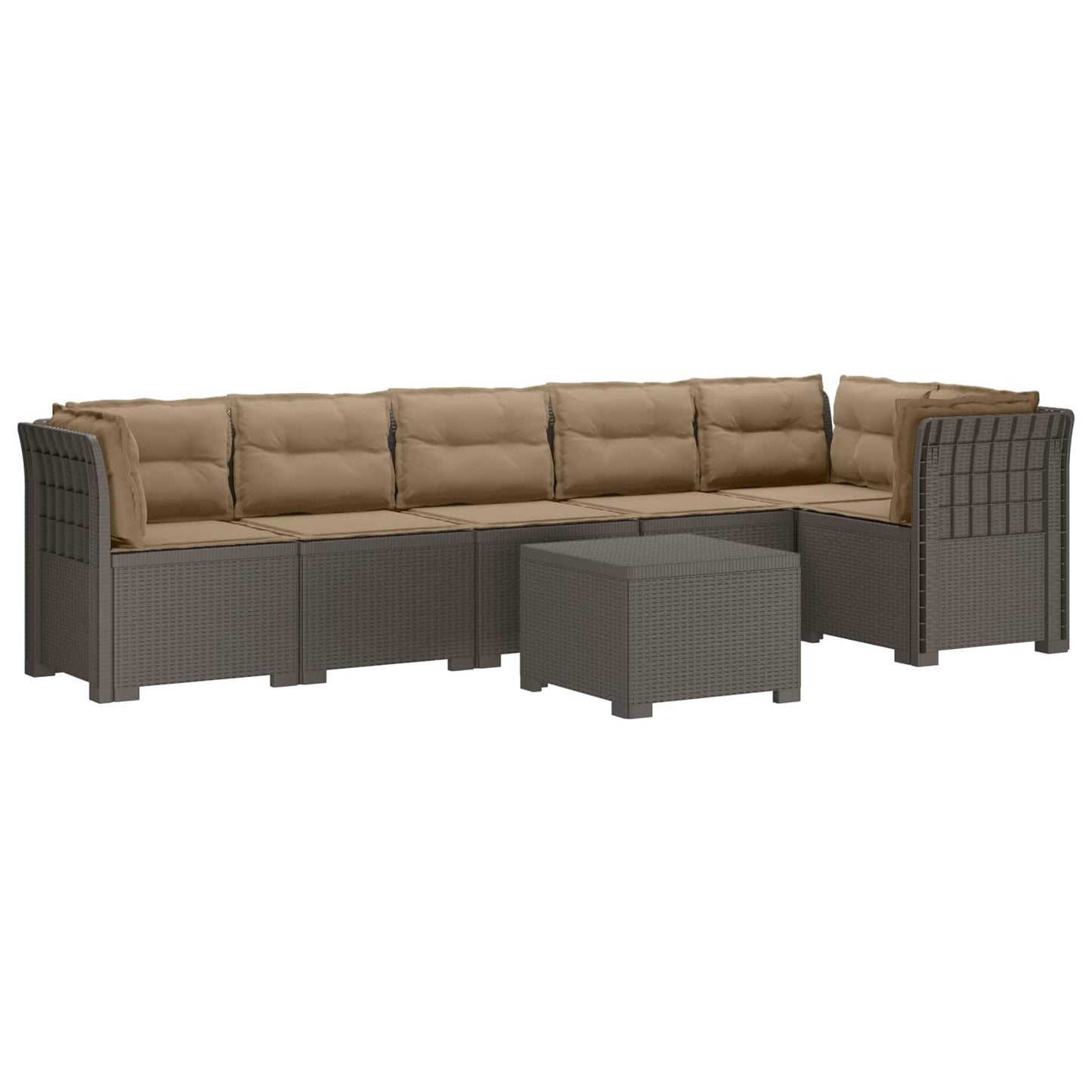 6-Zits Tuin Sofa met Kussens Rattan Look PP Lichtgrijs is nu te koop bij PeponiXL, paradijselijk wonen!