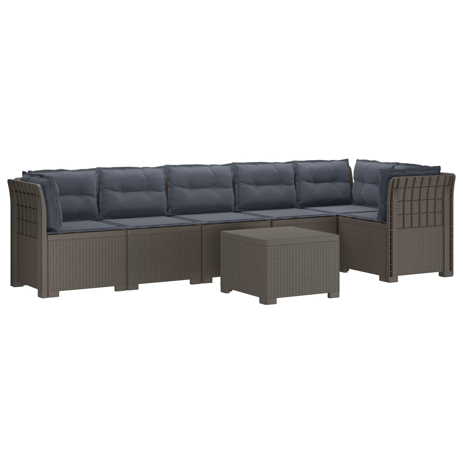 6-Zits Tuin Sofa met Kussens Rattan Look PP Lichtgrijs is nu te koop bij PeponiXL, paradijselijk wonen!