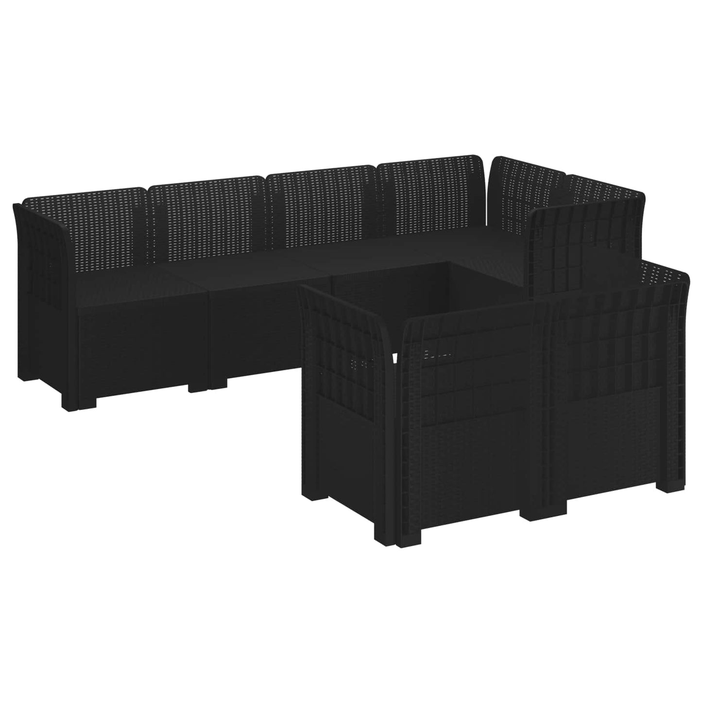 7-Persoons Tuinbank Rieten Look PP Antraciet is nu te koop bij PeponiXL, paradijselijk wonen!