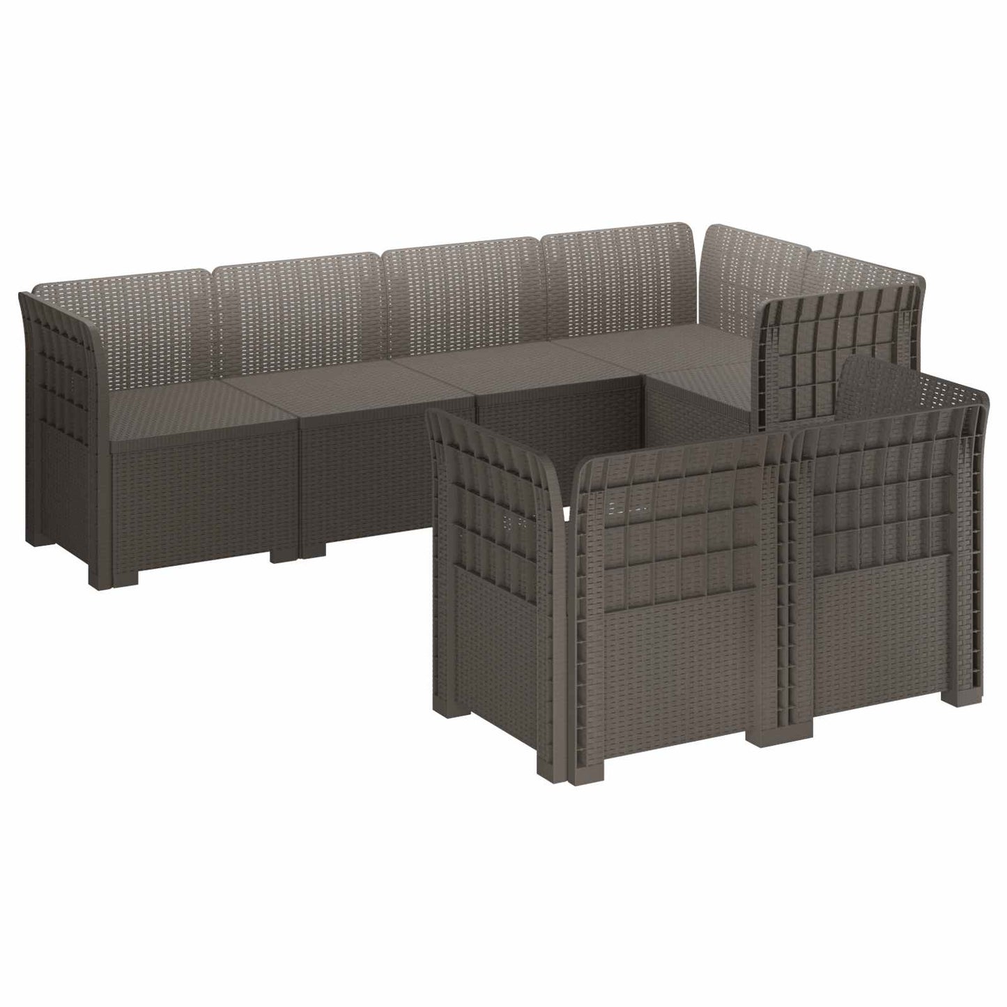 7-Persoons Tuinbank Rieten Look PP Lichtgrijs is nu te koop bij PeponiXL, paradijselijk wonen!
