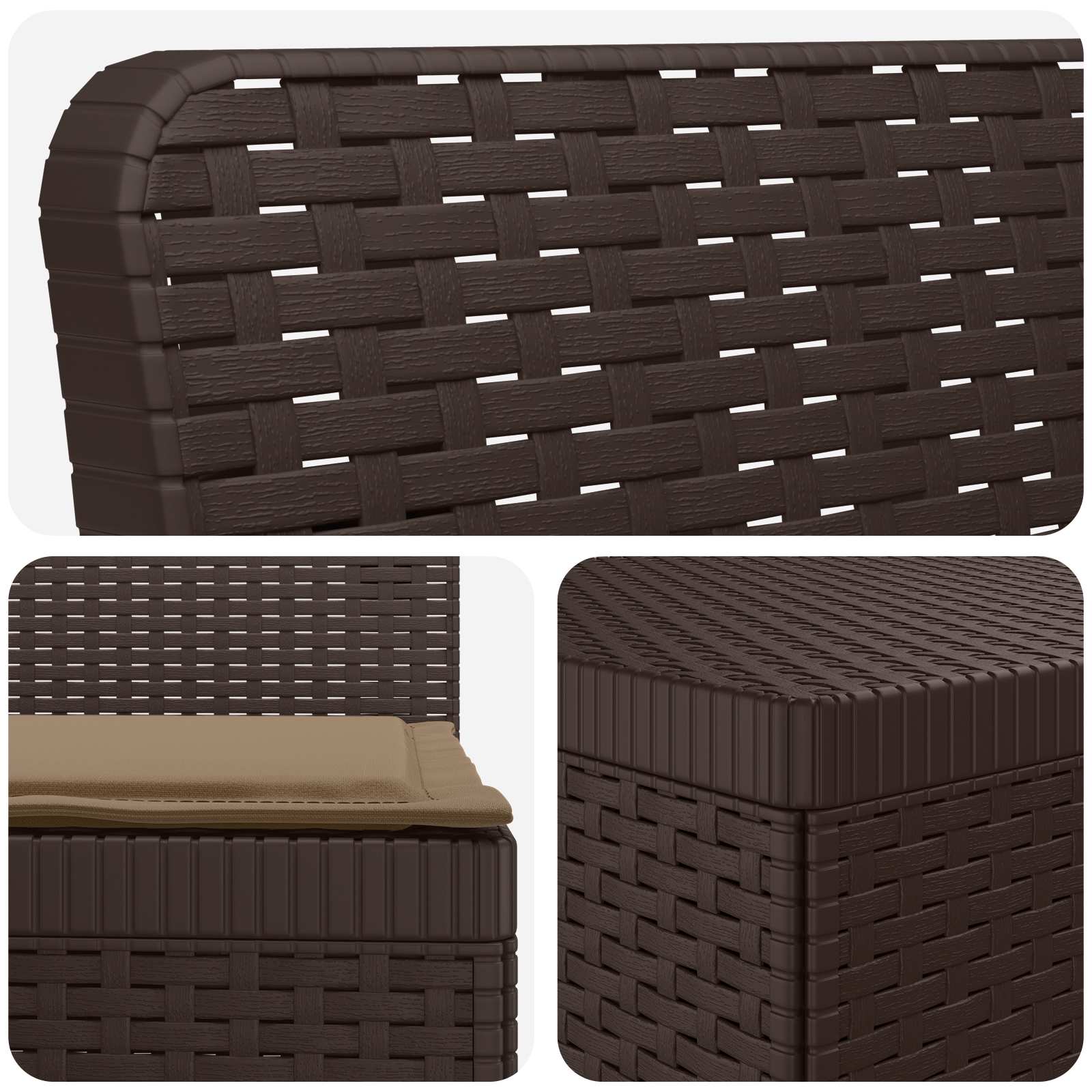 7-Persoons Tuinbank met Kussens Rieten Look PP Bruin is nu te koop bij PeponiXL, paradijselijk wonen!